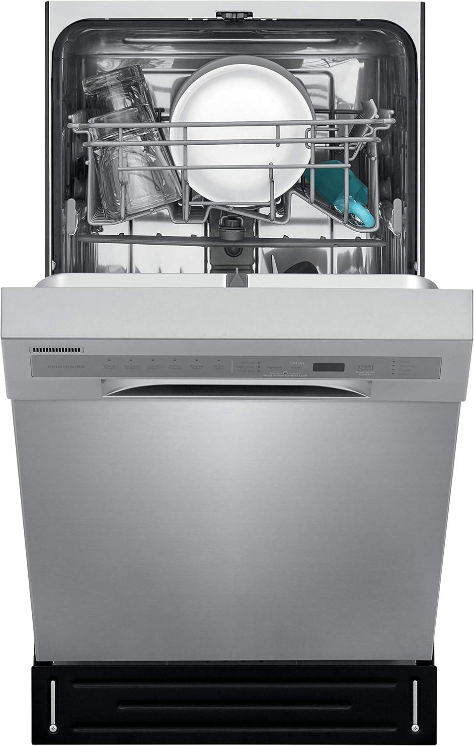 imageFRIGIDAIRE 18 in ADA Compact Front Control Dishwasher in Stainless Steel with Dual Spray Arms 52 dBA includes roomofchoice deliverySilver