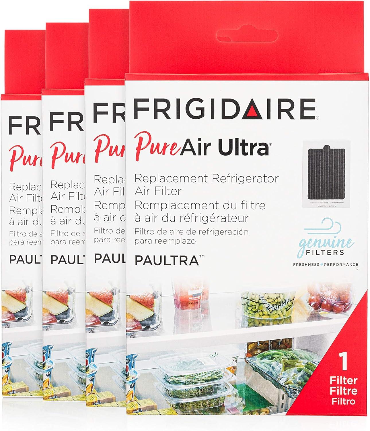 imageFRIGIDAIRE PAULTRA Pure Air Ultra Refrigerator Air Filter with Carbon Technology to Absorb Food Odors 65 Inch x 475 Inch4 Count Pack of 1