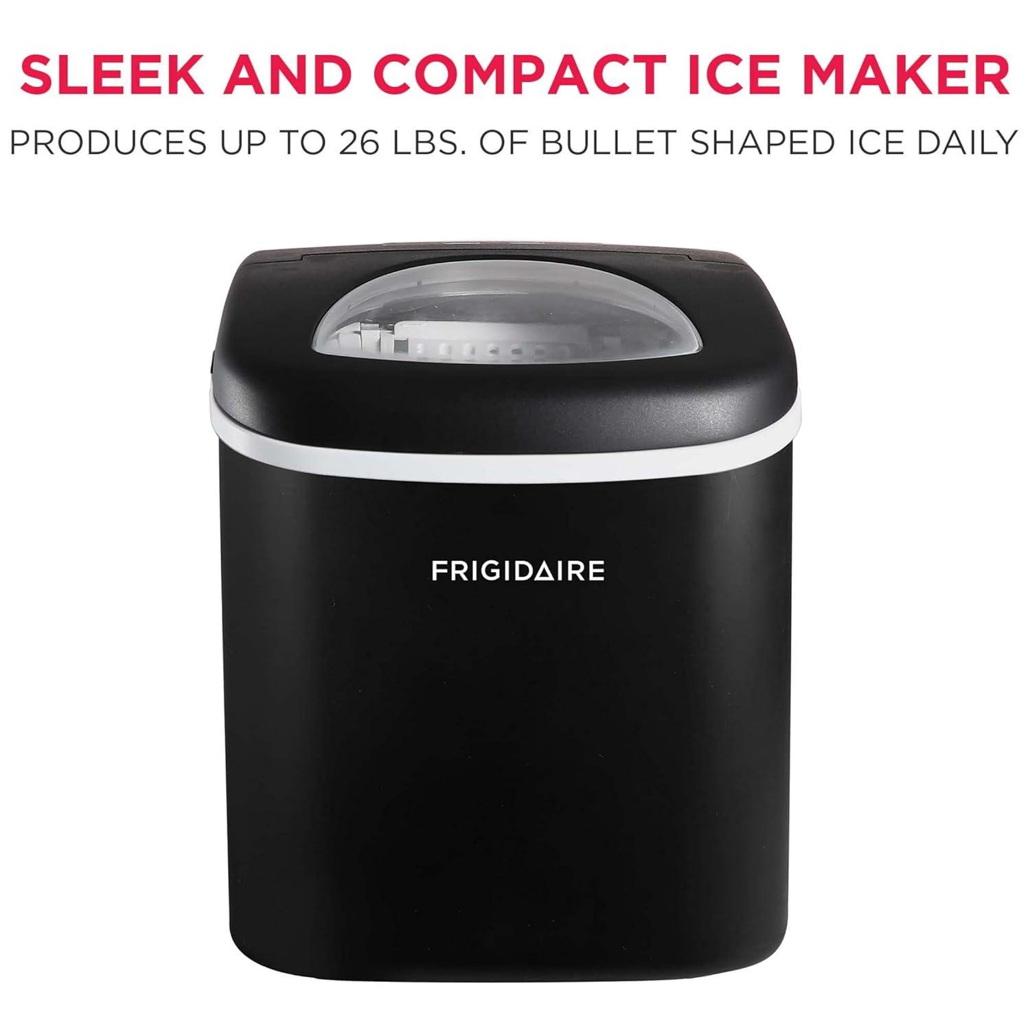 imageFRIGIDAIRE Portable Compact Ice Maker Counter Top Ice Making Machine 26lb per day WhiteBlack