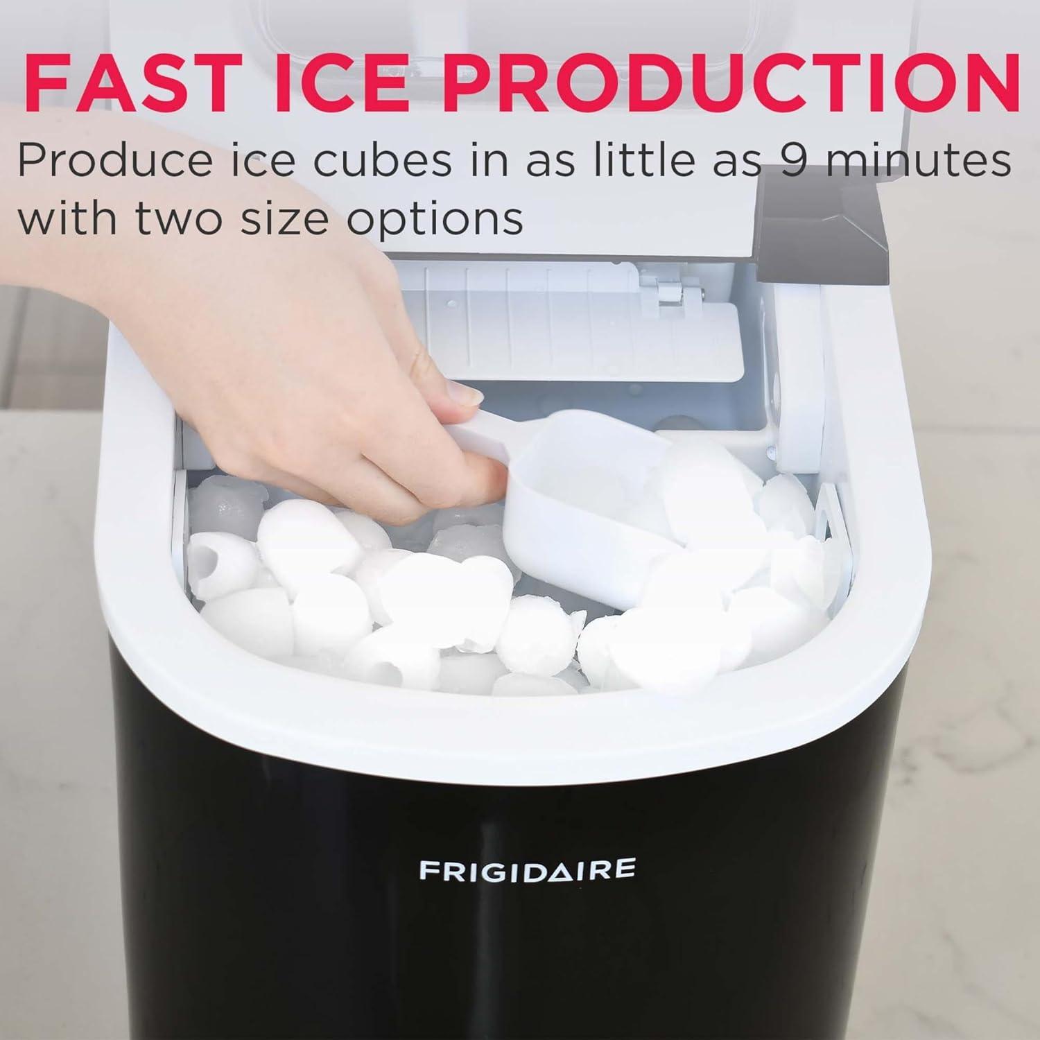 imageFRIGIDAIRE Portable Compact Ice Maker Counter Top Ice Making Machine 26lb per day WhiteBlack