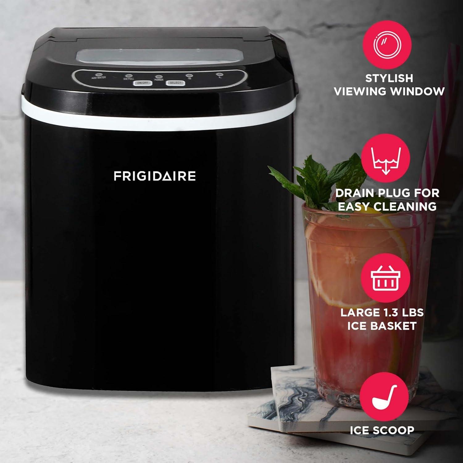 imageFRIGIDAIRE Portable Compact Ice Maker Counter Top Ice Making Machine 26lb per day WhiteBlack
