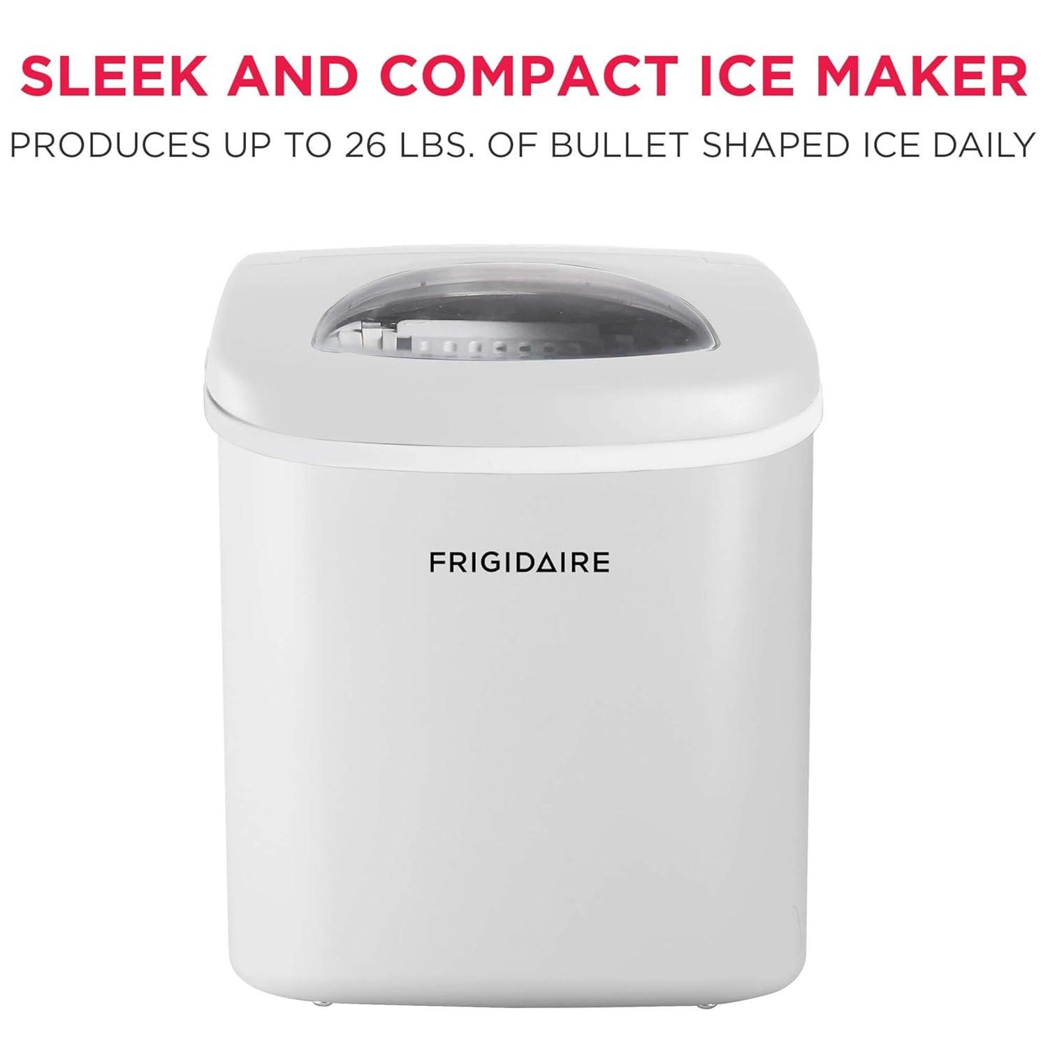 imageFRIGIDAIRE Portable Compact Ice Maker Counter Top Ice Making Machine 26lb per day WhiteWhite