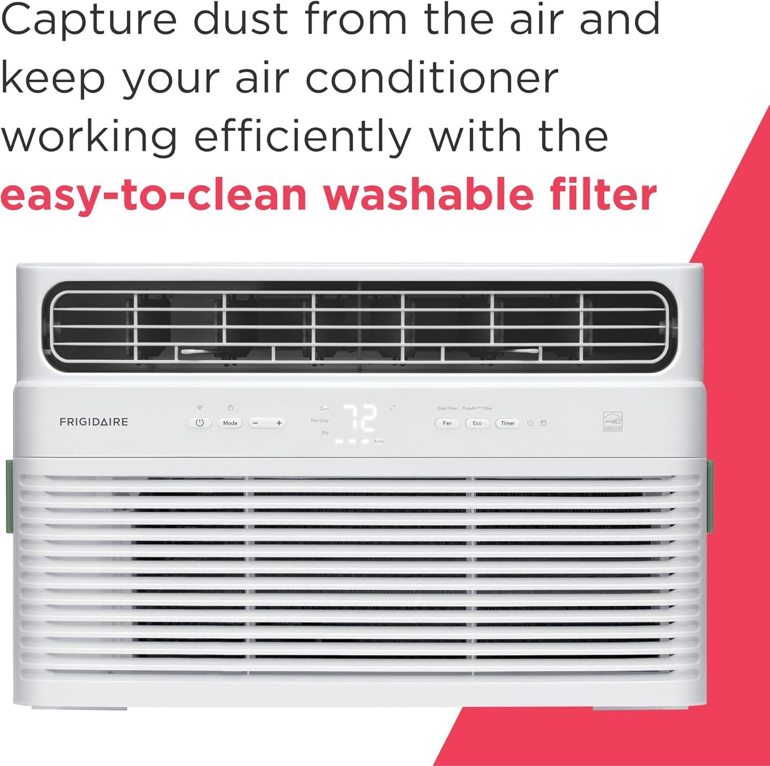 imageFrigidaire 10000 BTU Smart Inverter Window Air Conditioner with WiFi and Energy Star Certification Cools Up to 450 Sq Ft Ultra Quiet Operation WhiteBright White