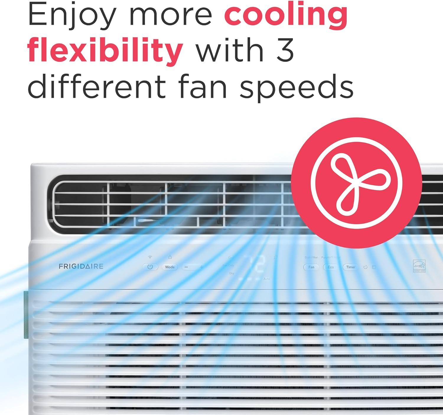 imageFrigidaire 10000 BTU Smart Inverter Window Air Conditioner with WiFi and Energy Star Certification Cools Up to 450 Sq Ft Ultra Quiet Operation WhiteBright White