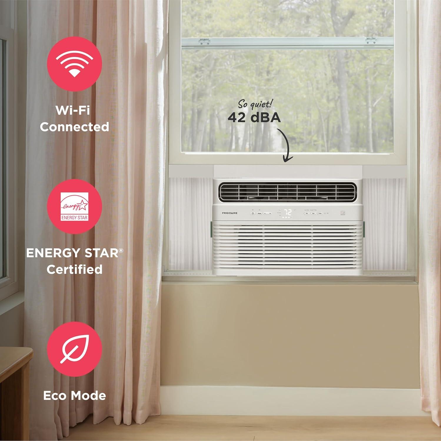 imageFrigidaire 10000 BTU Smart Inverter Window Air Conditioner with WiFi and Energy Star Certification Cools Up to 450 Sq Ft Ultra Quiet Operation WhiteWhite