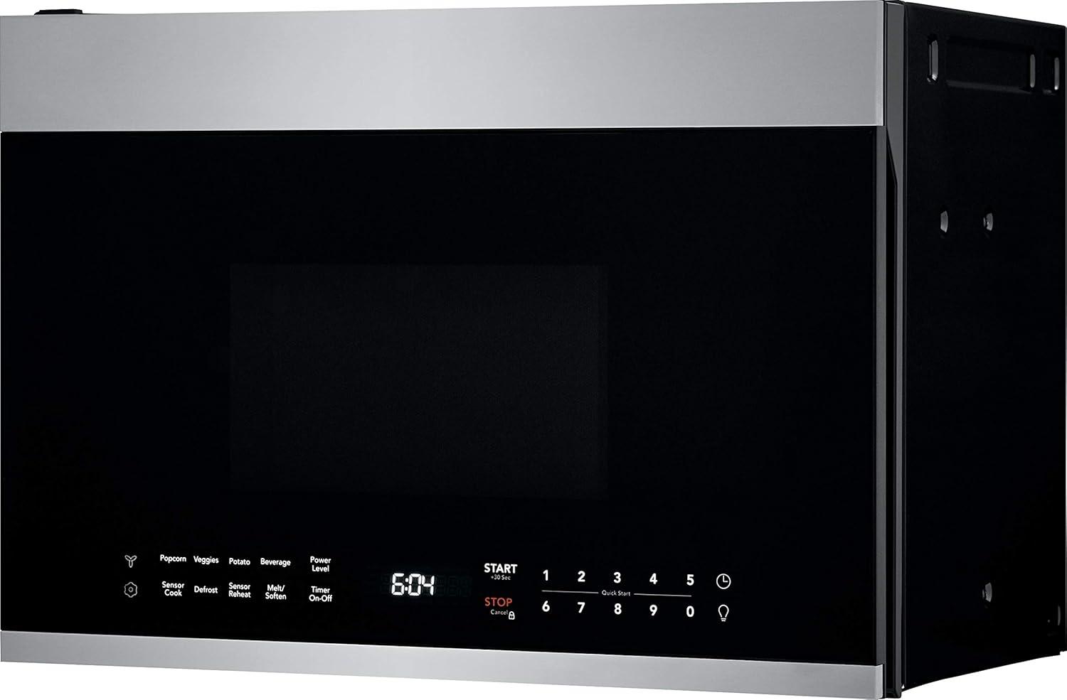 imageFrigidaire 14 Cu Ft Compact OvertheRange Microwave in White with Automatic Sensor CookingStainless Steel