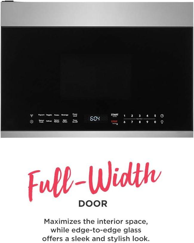 imageFrigidaire 14 Cu Ft Compact OvertheRange Microwave in White with Automatic Sensor CookingStainless Steel