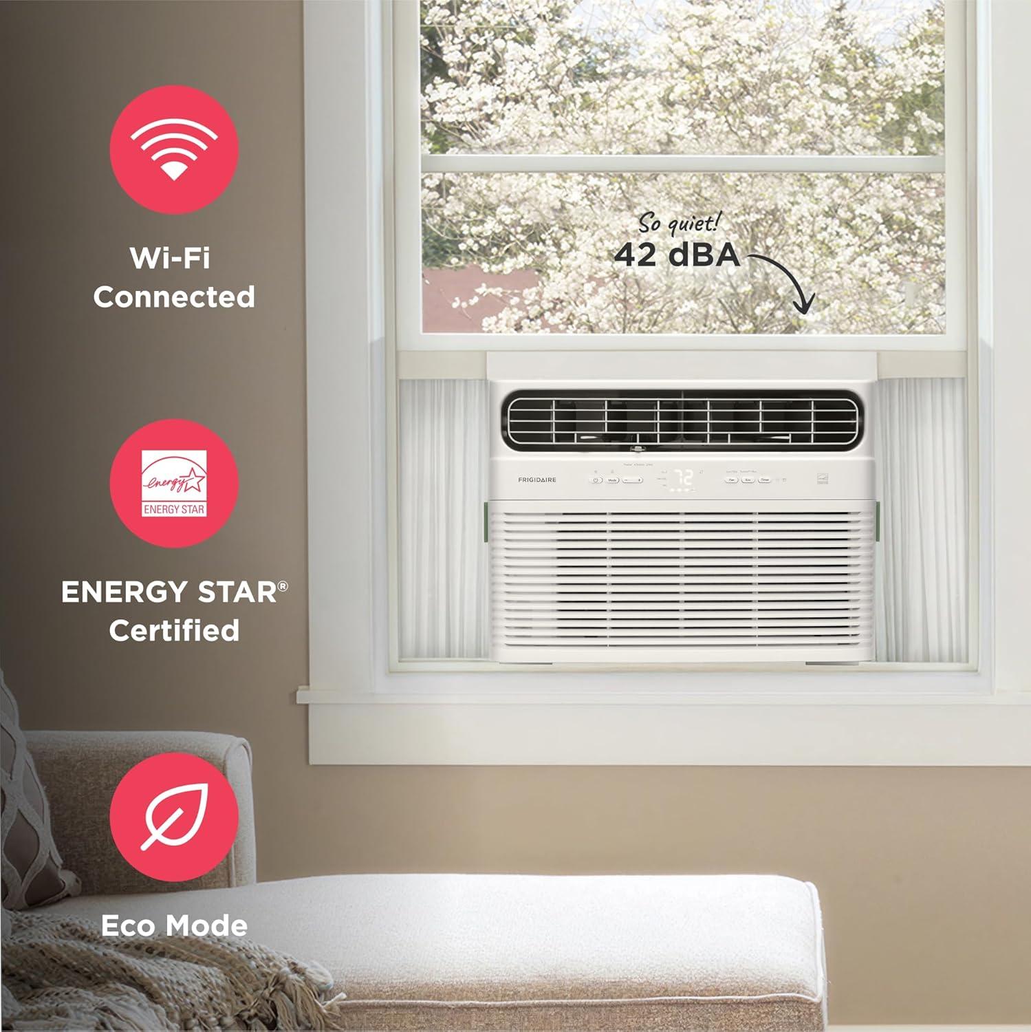imageFrigidaire 14000 BTU Smart Inverter Window Air Conditioner with WiFi and Energy Star Certification Cools Up to 700 Sq Ft Ultra Quiet Operation White14 000 BTU