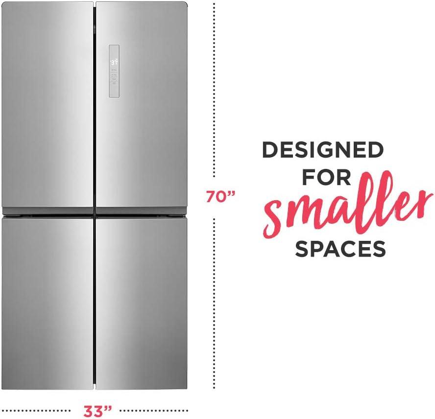imageFrigidaire 174 Cu Ft 4 Door Refrigerator in Brushed Steel with Adjustable Freezer StorageOriginal