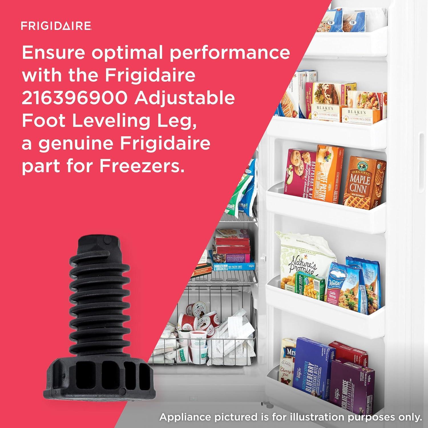 imageFrigidaire 216396900 Adjustable Foot Leveling Leg for Freezers Black