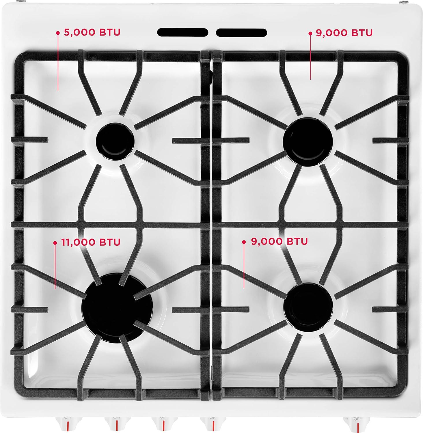 imageFrigidaire 24 in 19 Cu Ft Gas Range in Stainless Steel with Continuous Cast Iron Grates ADA CompliantWhite