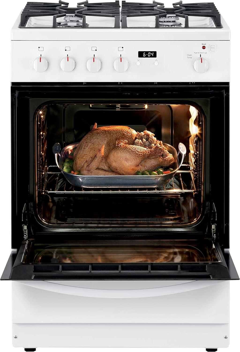 imageFrigidaire 24 in 19 Cu Ft Gas Range in Stainless Steel with Continuous Cast Iron Grates ADA CompliantWhite