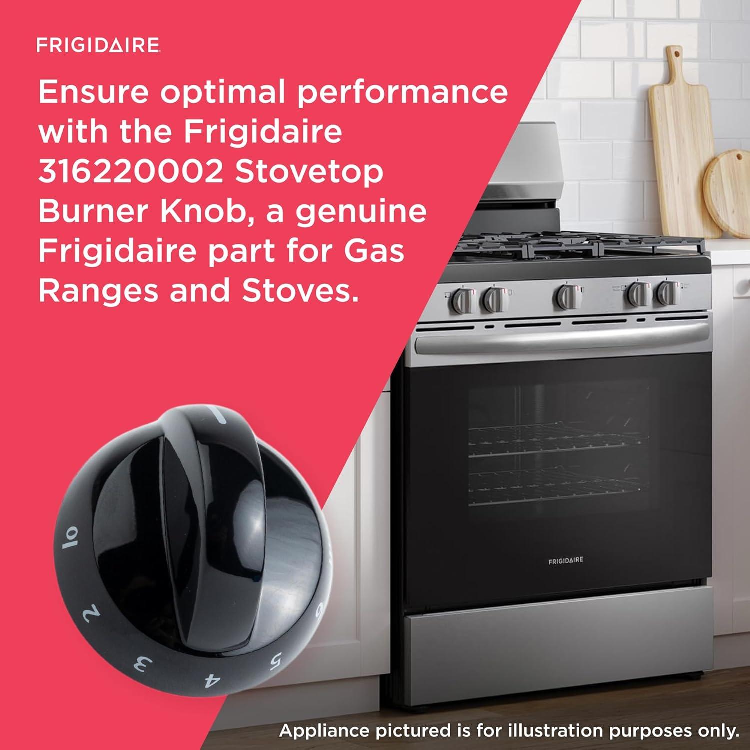 imageFrigidaire 316220002 Stovetop Burner Knob for Gas Ranges and Stoves Black