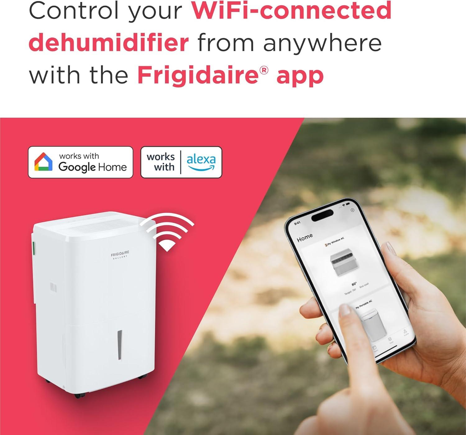 imageFrigidaire 35Pint Portable Dehumidifier with WiFi and Energy Star Certification for SmallMediumLarge Rooms ampamp Basements Custom Humidity Control Auto Shut Off White50 Pint Wifi New 2025