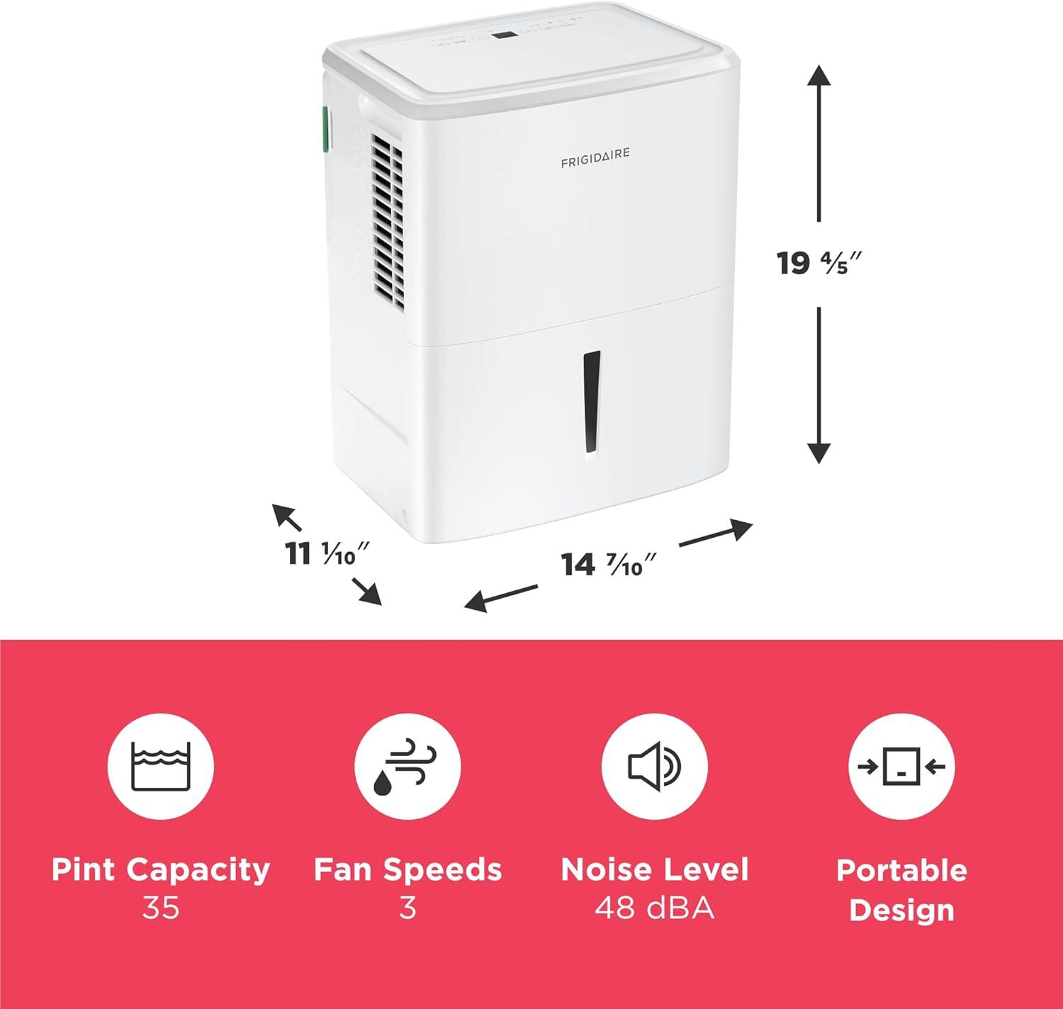 imageFrigidaire 35Pint Portable Dehumidifier with WiFi and Energy Star Certification for SmallMediumLarge Rooms ampamp Basements Custom Humidity Control Auto Shut Off White35 Pint New 2025