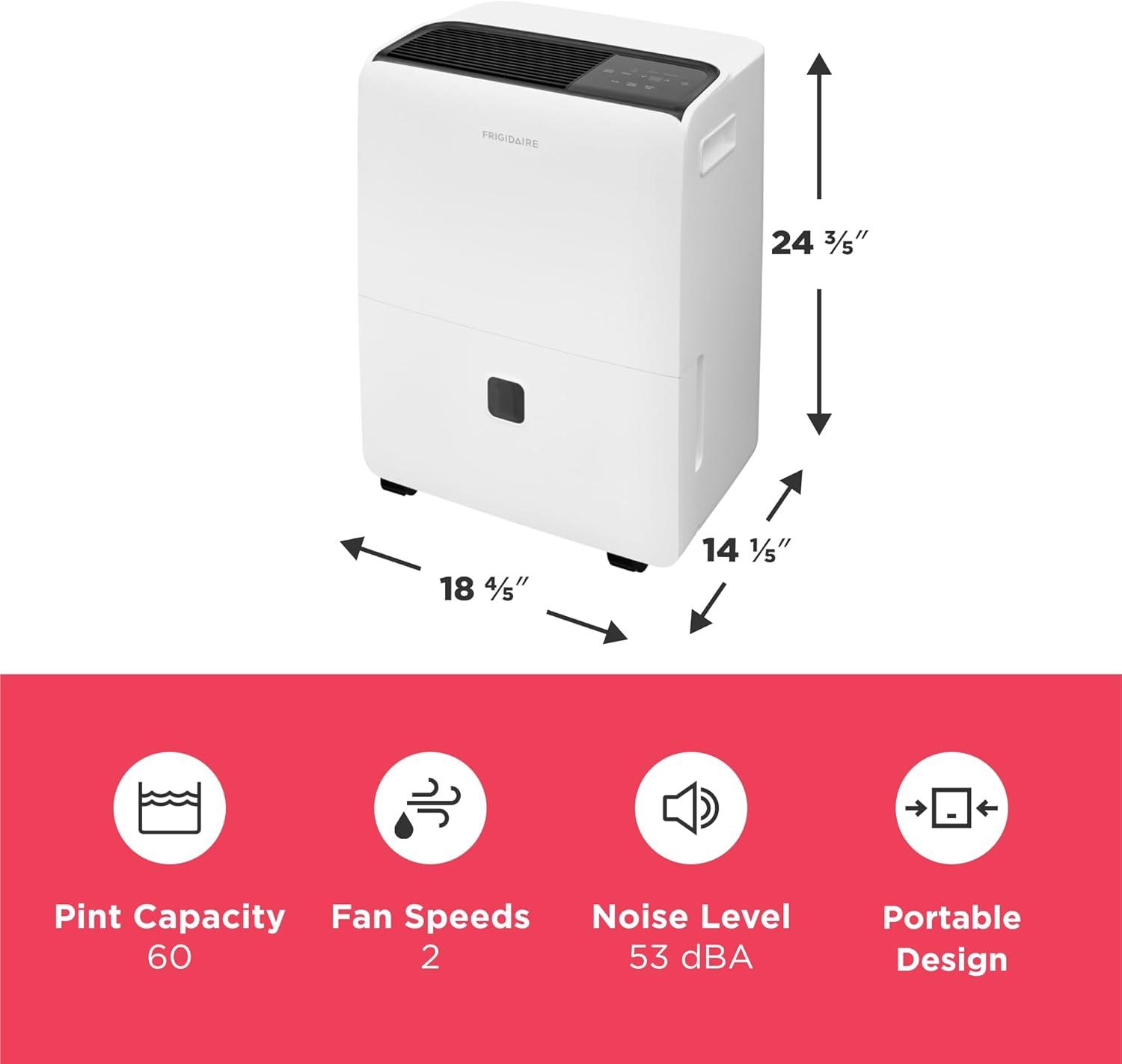 imageFrigidaire 35Pint Portable Dehumidifier with WiFi and Energy Star Certification for SmallMediumLarge Rooms ampamp Basements Custom Humidity Control Auto Shut Off White60 Pint New 2025