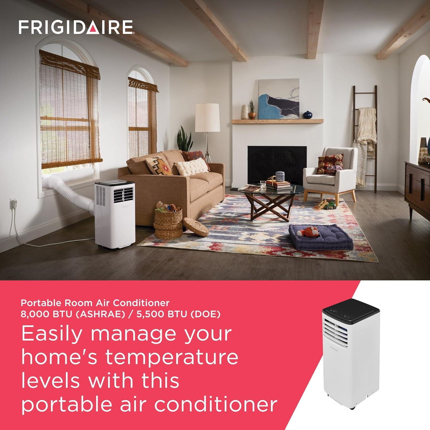 imageFrigidaire 3in1 Smart Portable Room Air Conditioner with WiFi 12000 BTU Ashrae 8000 BTU DOE Cools Up to 550 Sq Ft Quiet Operation White5500 BTU