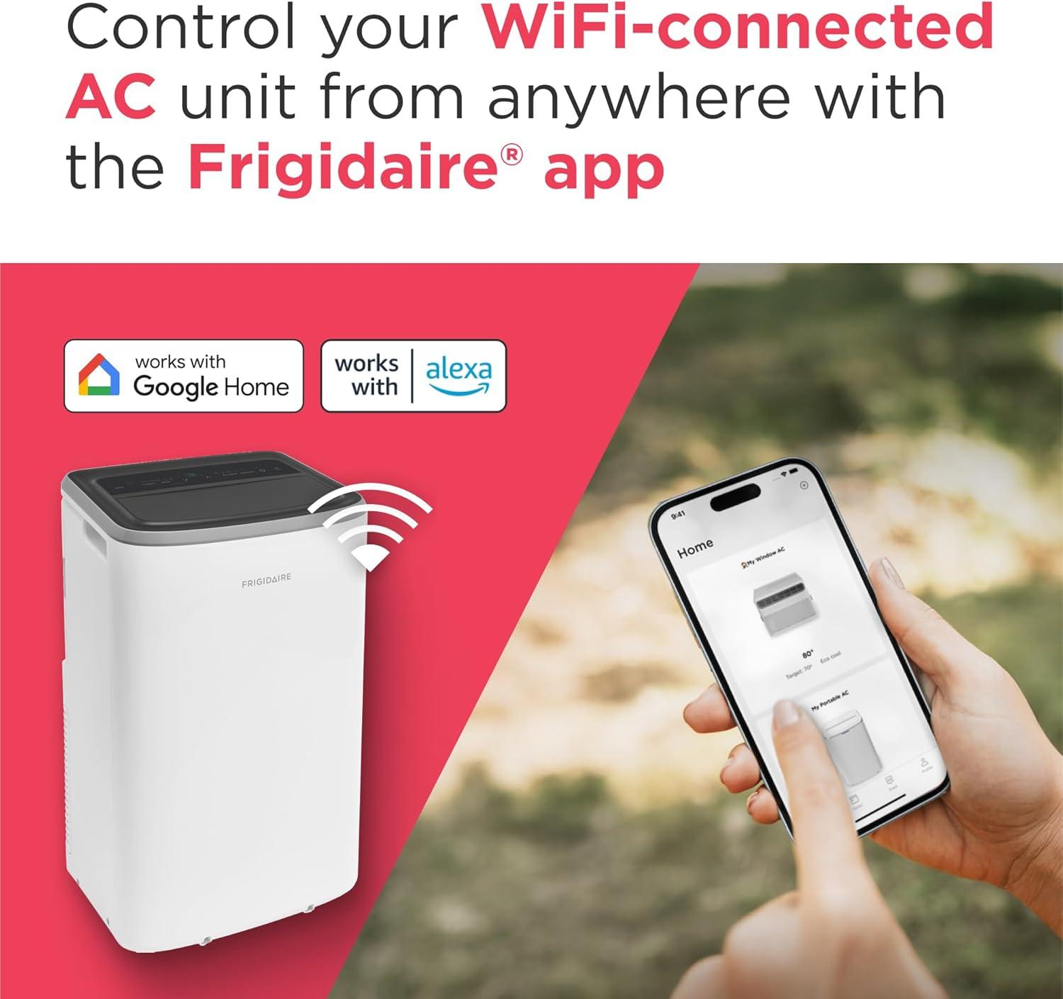 imageFrigidaire 3in1 Smart Portable Room Air Conditioner with WiFi 12000 BTU Ashrae 8000 BTU DOE Cools Up to 550 Sq Ft Quiet Operation White8000 BTU