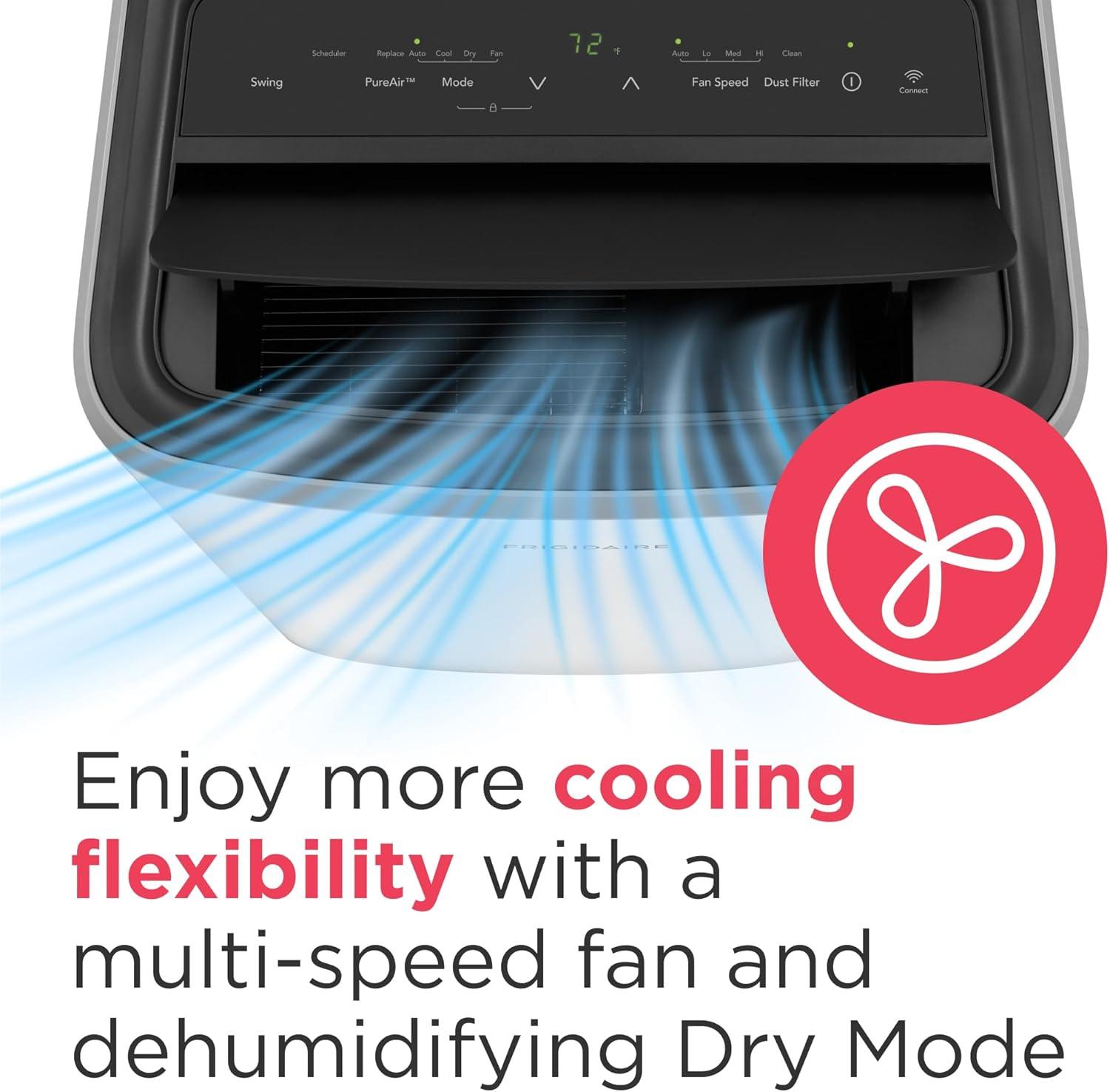 imageFrigidaire 3in1 Smart Portable Room Air Conditioner with WiFi 12000 BTU Ashrae 8000 BTU DOE Cools Up to 550 Sq Ft Quiet Operation White8000 BTU