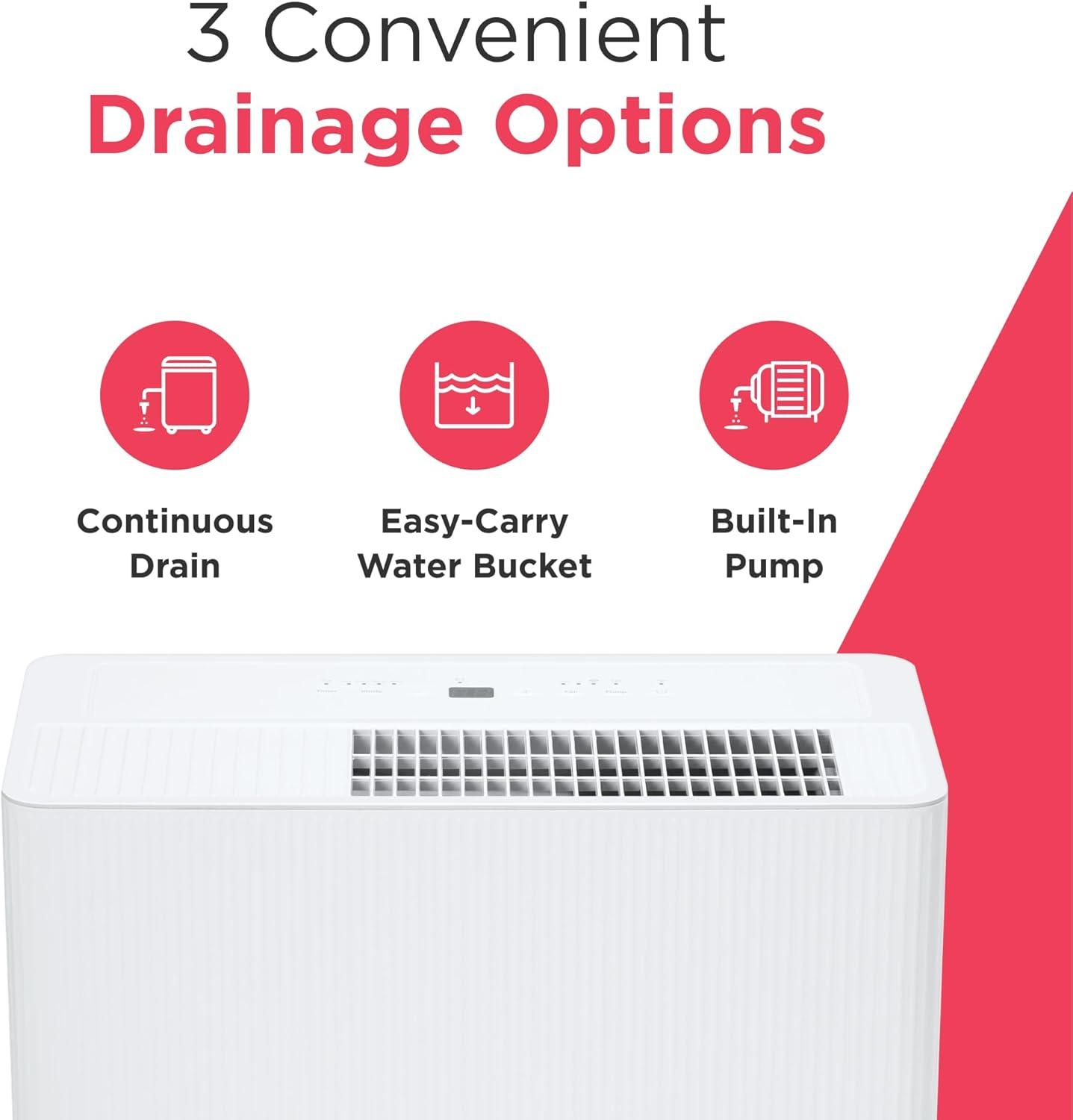 imageFrigidaire 50 Pint Dehumidifier 4500 Square Foot Coverage Ideal for Large Rooms and Basements 17 Gallon Bucket Capacity50 Pint w Pump New 2025