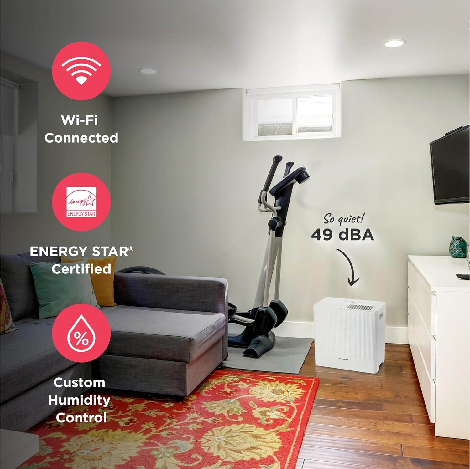 imageFrigidaire 50 Pint Dehumidifier 4500 Square Foot Coverage Ideal for Large Rooms and Basements 17 Gallon Bucket Capacity50 Pint w Pump New 2025