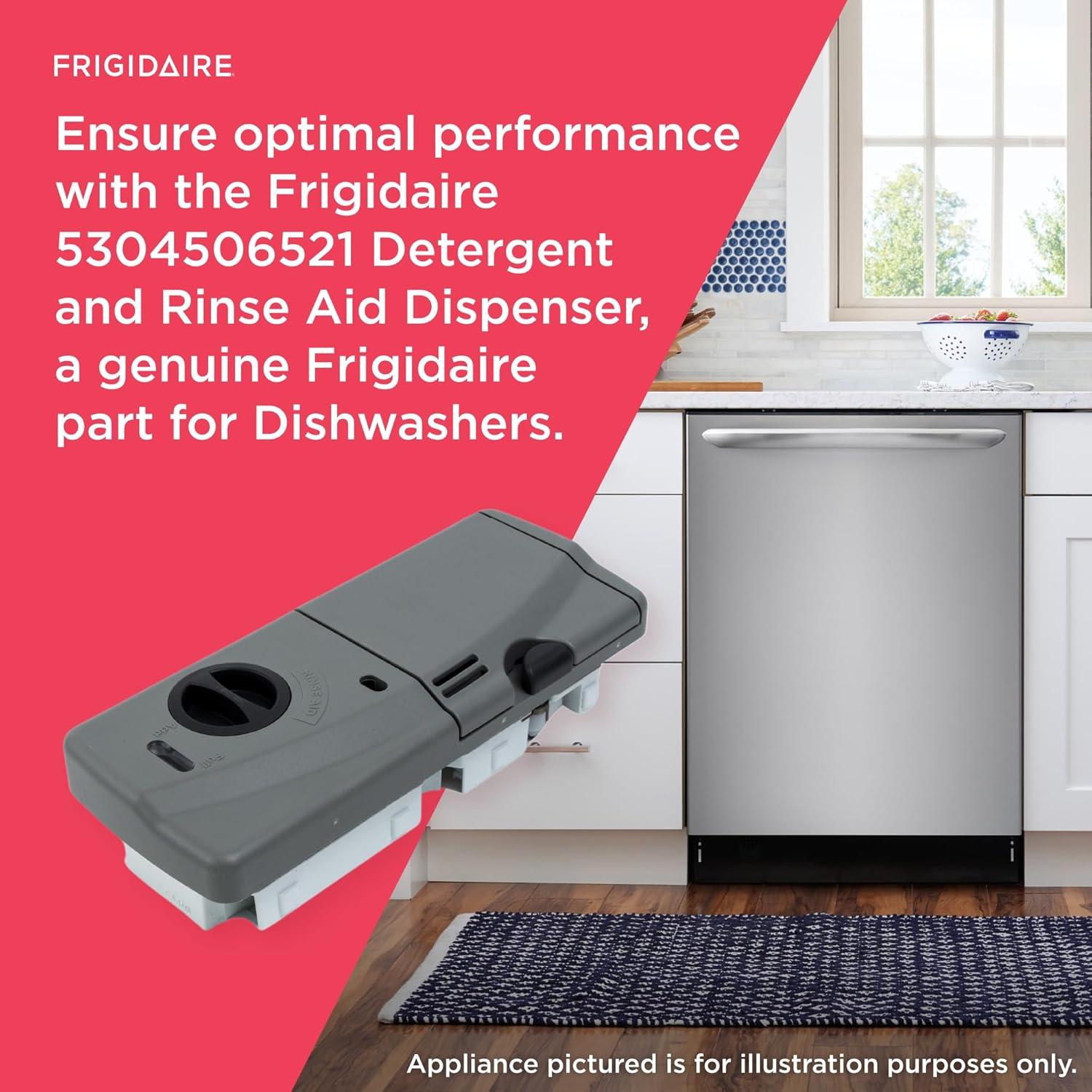 imageFrigidaire 5304506521 Detergent and Rinse Aid Dispenser for Dishwashers Gray