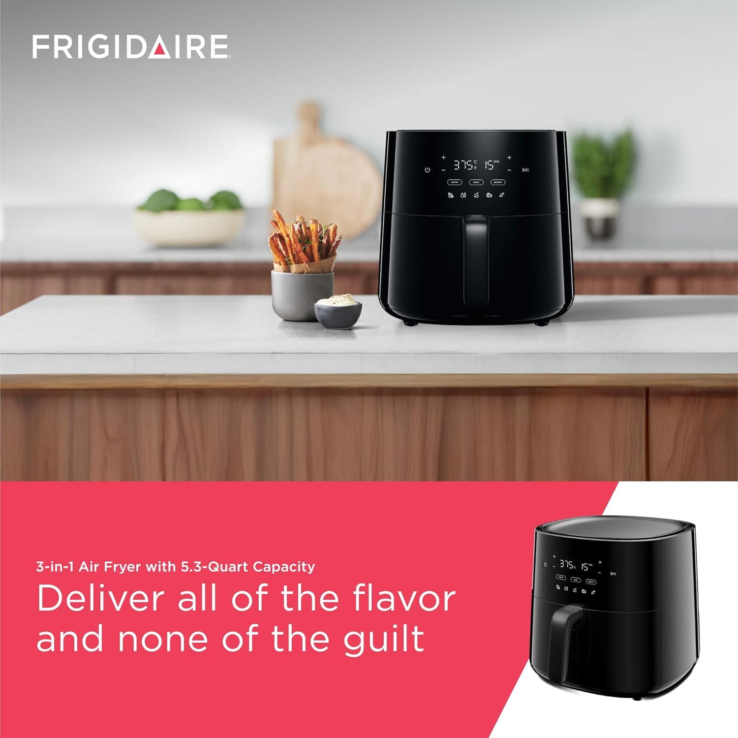 imageFrigidaire 5in1 Air Fryer Combo Oven with Viewing Window Large 126 QT Capacity Digital Display 5 Cooking Modes 7 Recipe Presets Automatic Shake Reminder PFASFree Cooking Surfaces Black31 Air Fryer