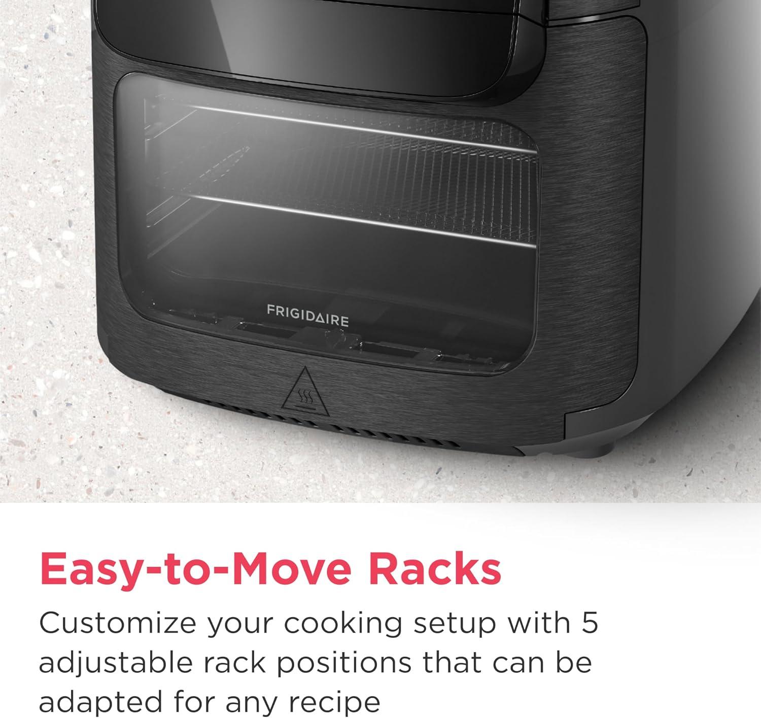 imageFrigidaire 5in1 Air Fryer Combo Oven with Viewing Window Large 126 QT Capacity Digital Display 5 Cooking Modes 7 Recipe Presets Automatic Shake Reminder PFASFree Cooking Surfaces Black51 Air Fryer