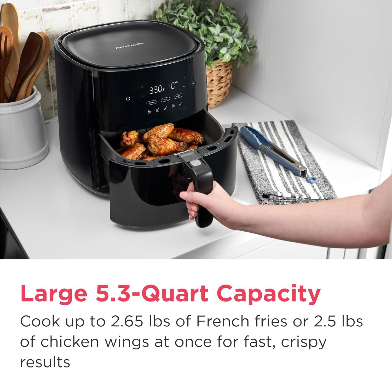 imageFrigidaire 5in1 Air Fryer Combo Oven with Viewing Window Large 126 QT Capacity Digital Display 5 Cooking Modes 7 Recipe Presets Automatic Shake Reminder PFASFree Cooking Surfaces Black31 Air Fryer