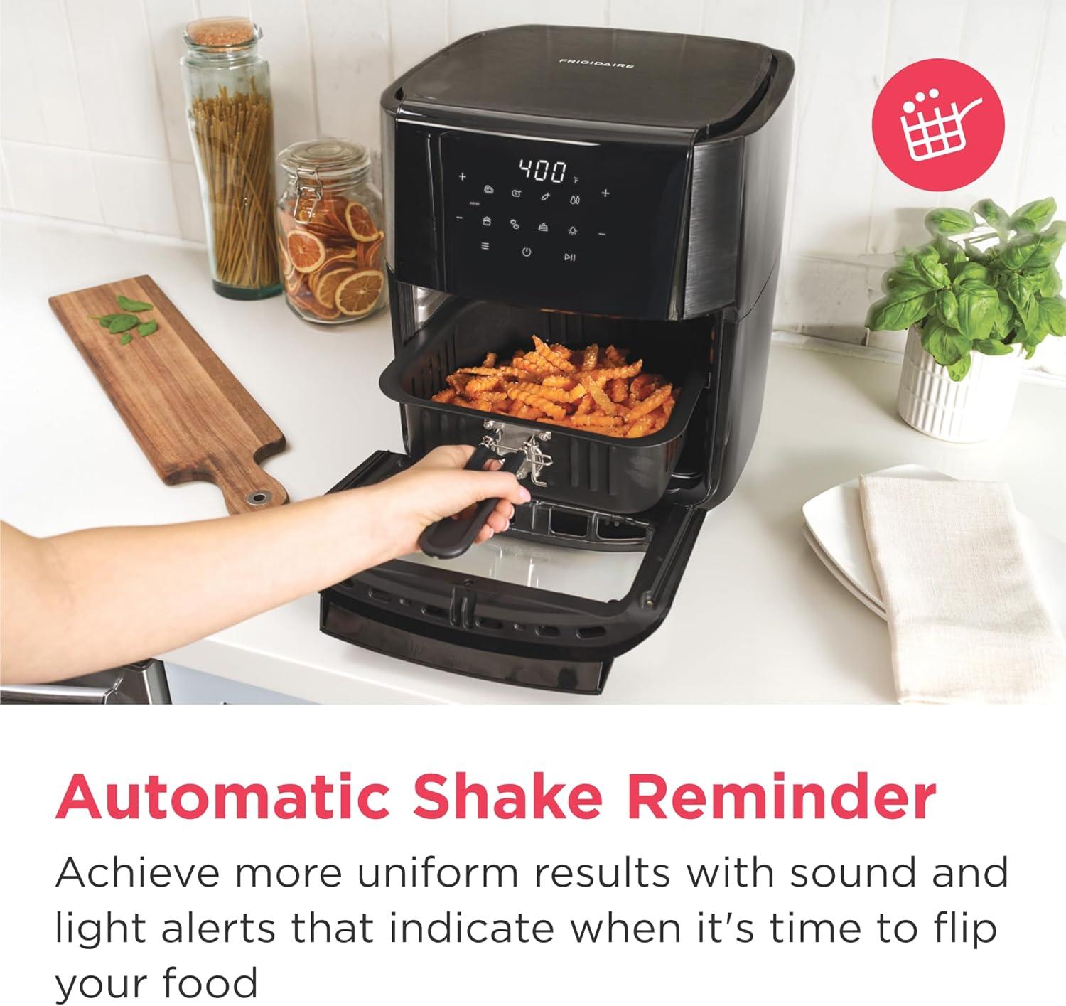 imageFrigidaire 5in1 Air Fryer Combo Oven with Viewing Window Large 126 QT Capacity Digital Display 5 Cooking Modes 7 Recipe Presets Automatic Shake Reminder PFASFree Cooking Surfaces Black51 Air Fryer