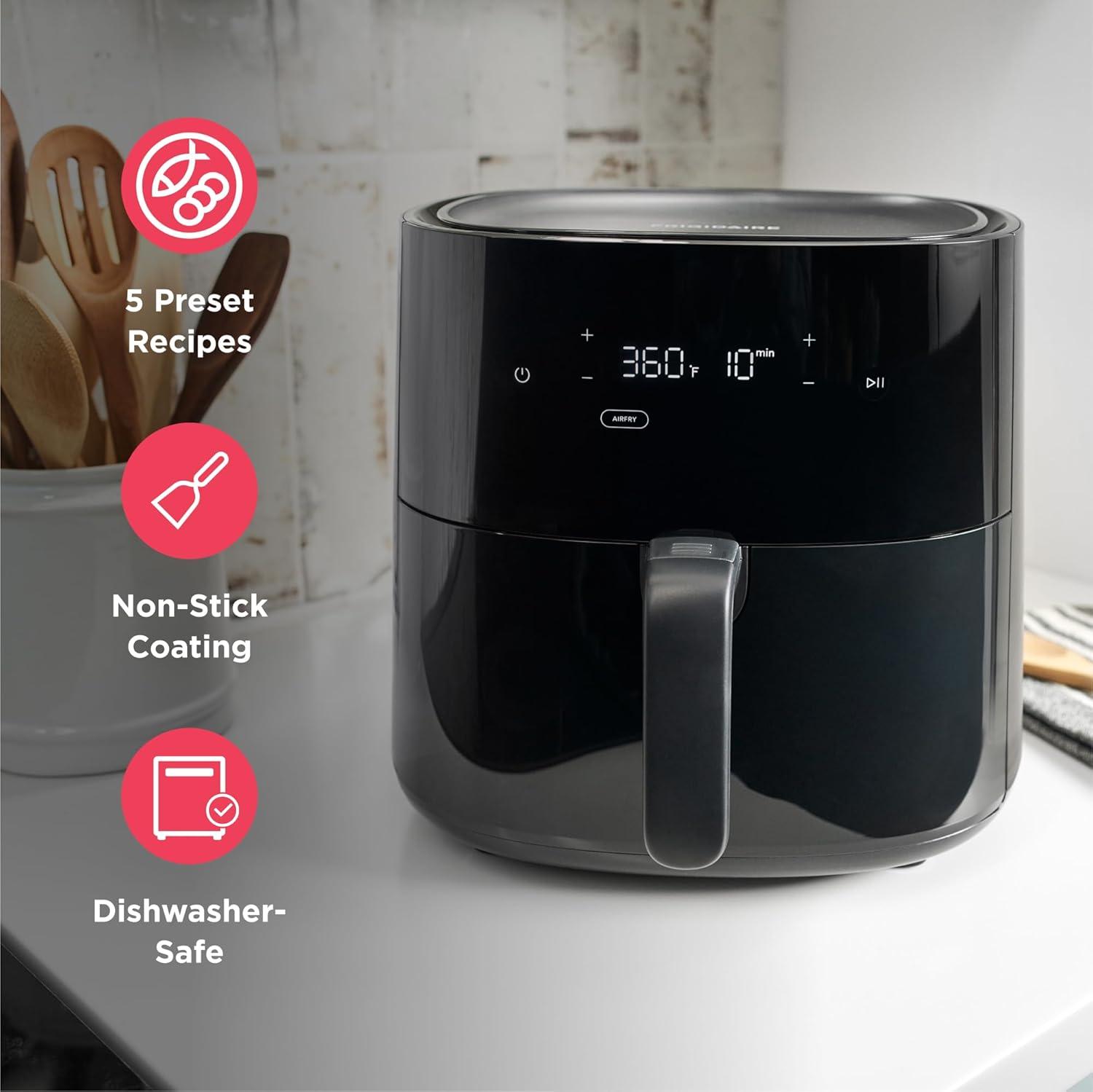 imageFrigidaire 5in1 Air Fryer Combo Oven with Viewing Window Large 126 QT Capacity Digital Display 5 Cooking Modes 7 Recipe Presets Automatic Shake Reminder PFASFree Cooking Surfaces Black31 Air Fryer