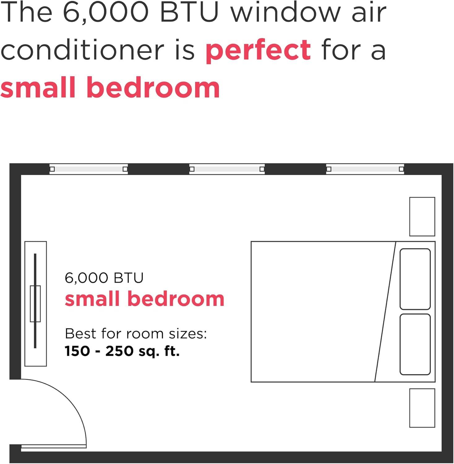 imageFrigidaire 8000 BTU Window Air Conditioner with Remote Control Cools Up to 350 Sq Ft Quiet Operation Eco Mode 3 Fan Speeds Auto Restart White6 000 BTU Electronic Controls