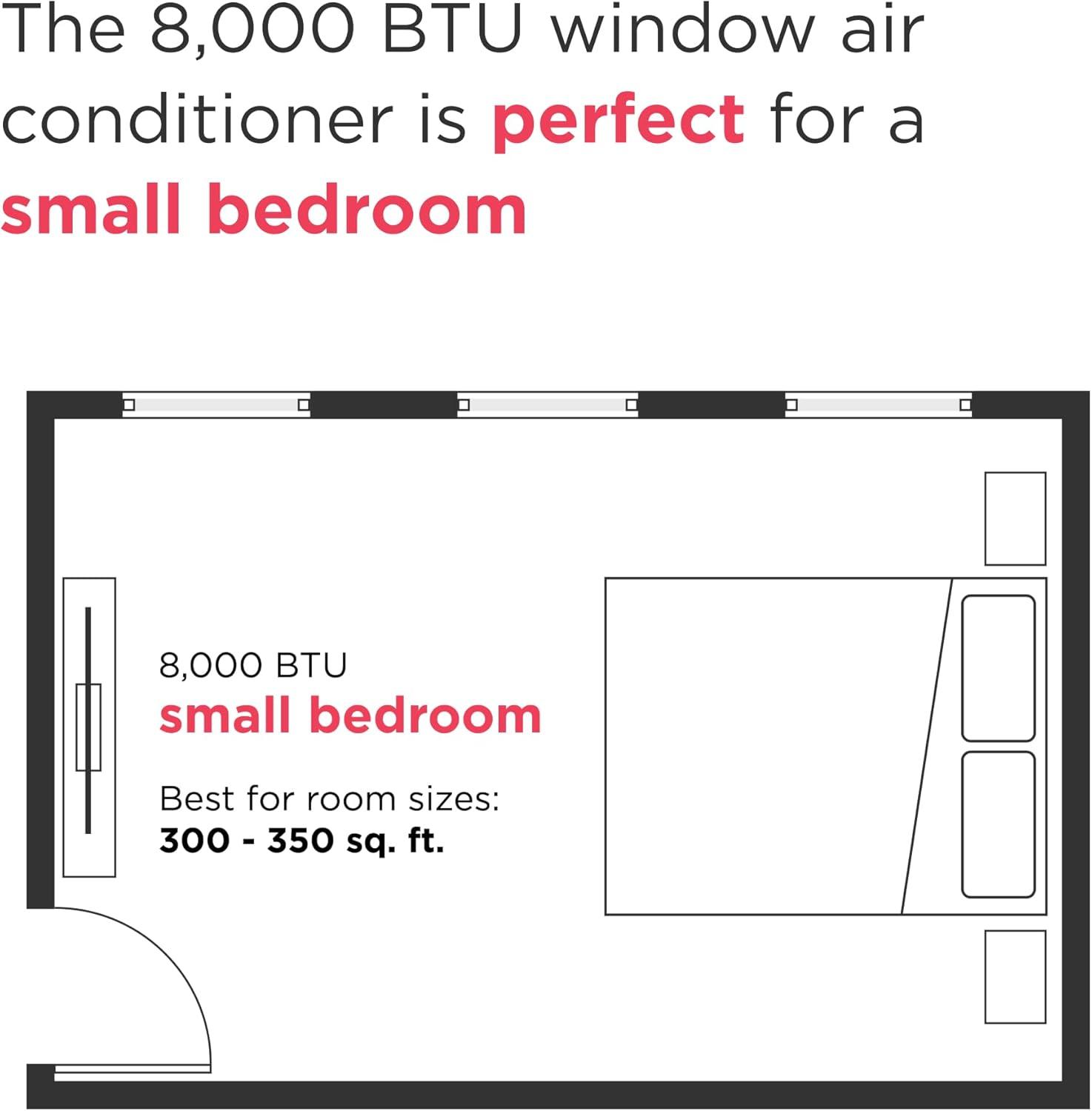imageFrigidaire 8000 BTU Window Air Conditioner with Remote Control Cools Up to 350 Sq Ft Quiet Operation Eco Mode 3 Fan Speeds Auto Restart White8 000 BTU Electronic Controls