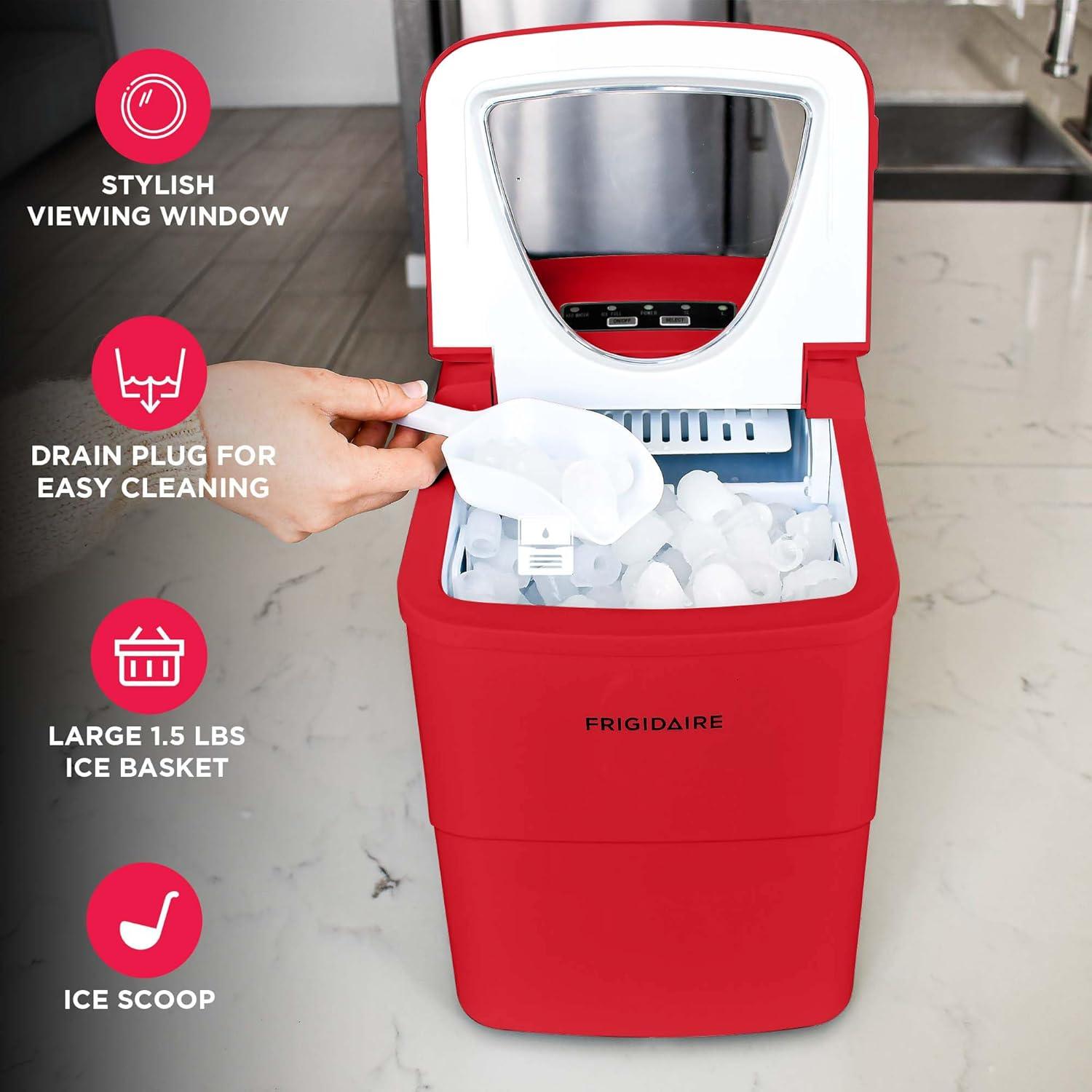 imageFrigidaire EFIC108Blue Compact Ice Maker Countertop Portable 26 lb per Day BlueRed