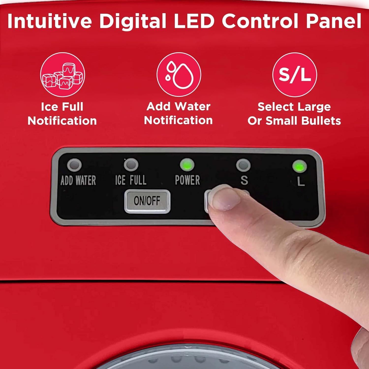 imageFrigidaire EFIC108Blue Compact Ice Maker Countertop Portable 26 lb per Day BlueRed