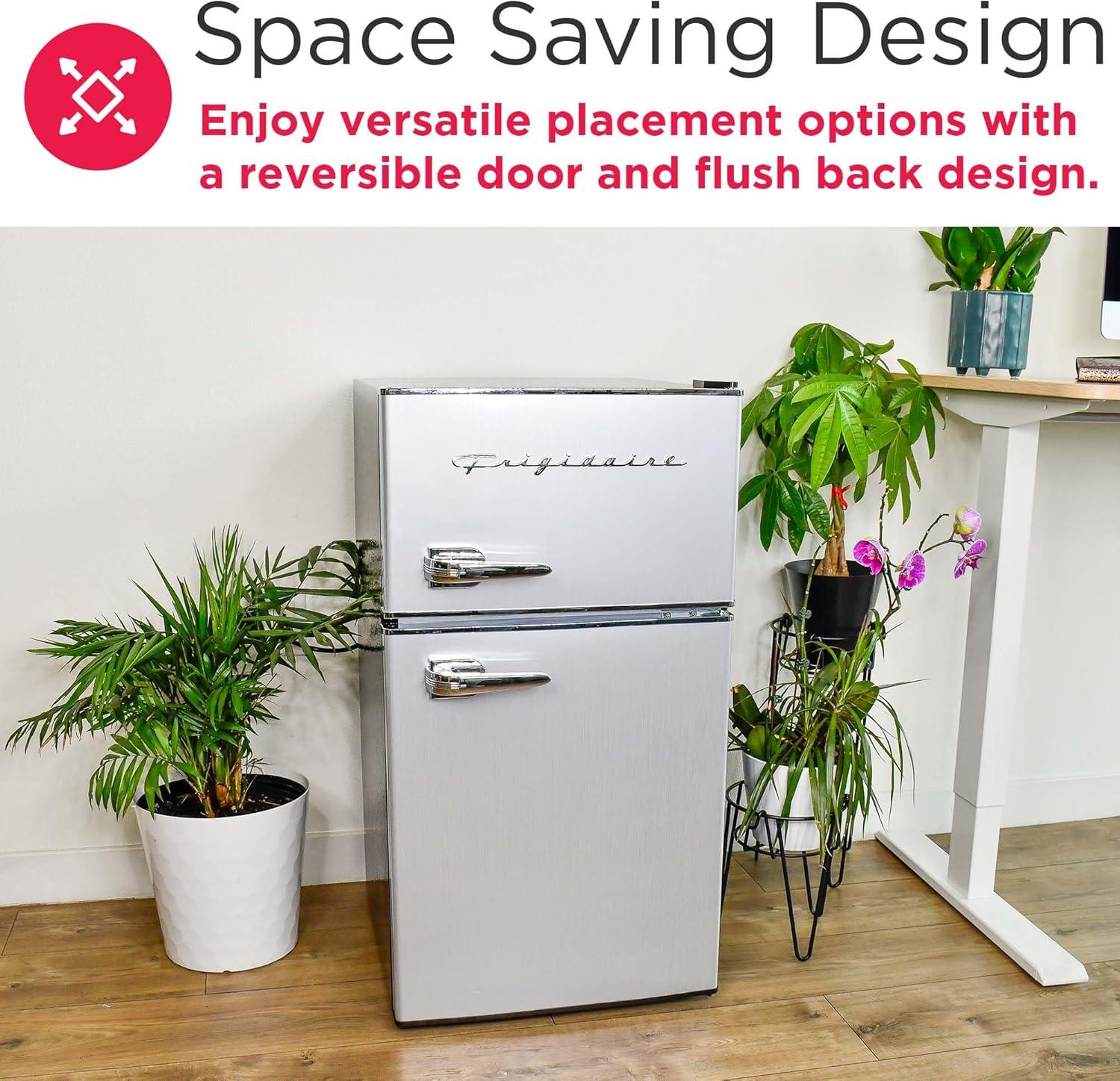 imageFrigidaire EFR3A1 Compact Small TopFreezer Refrigerator Stainless Steel Mini Bar Fridge Platinum Series2126quot D x 1783quot W x 335quot H 32 cu ft Double DoorStainless Steel