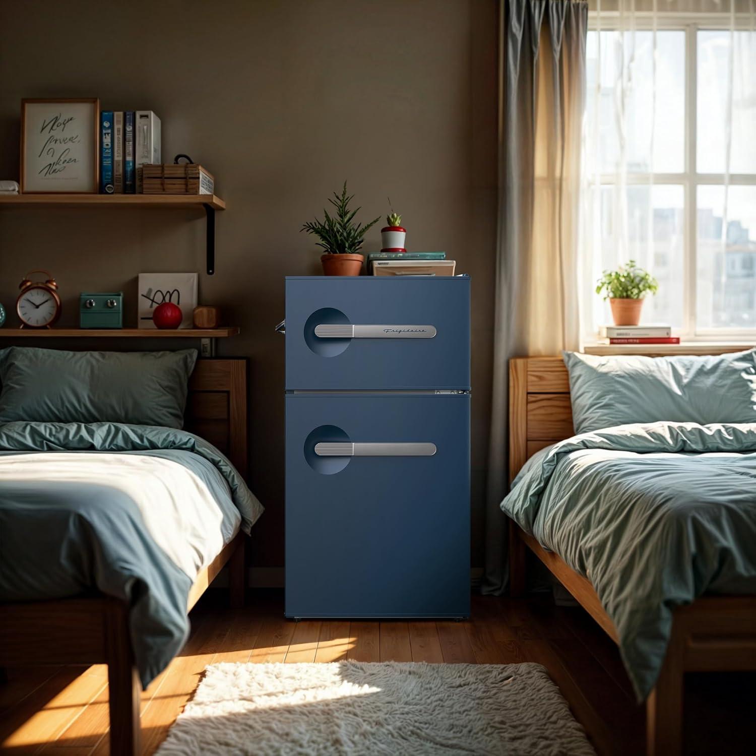 imageFrigidaire EFR3A1 Compact Small TopFreezer Refrigerator Stainless Steel Mini Bar Fridge Platinum Series2126quot D x 1783quot W x 335quot H 32 cu ft Double DoorBlue