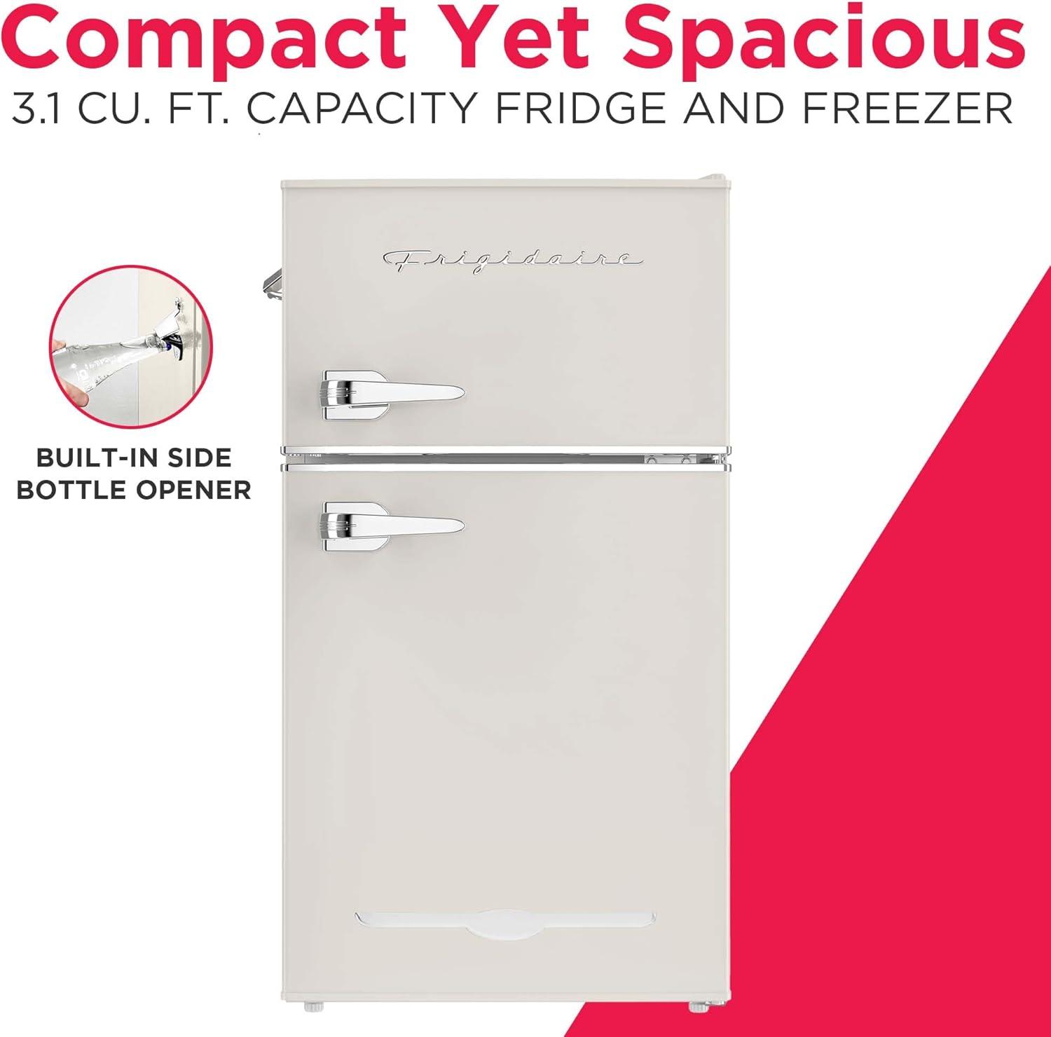 imageFrigidaire EFR840 Retro Mini Fridge with Freezer ampamp Side Bottle Opener Small 2 Door Refrigerator for Office Bar or College Dorm Room 32 Cu Ft MintCream