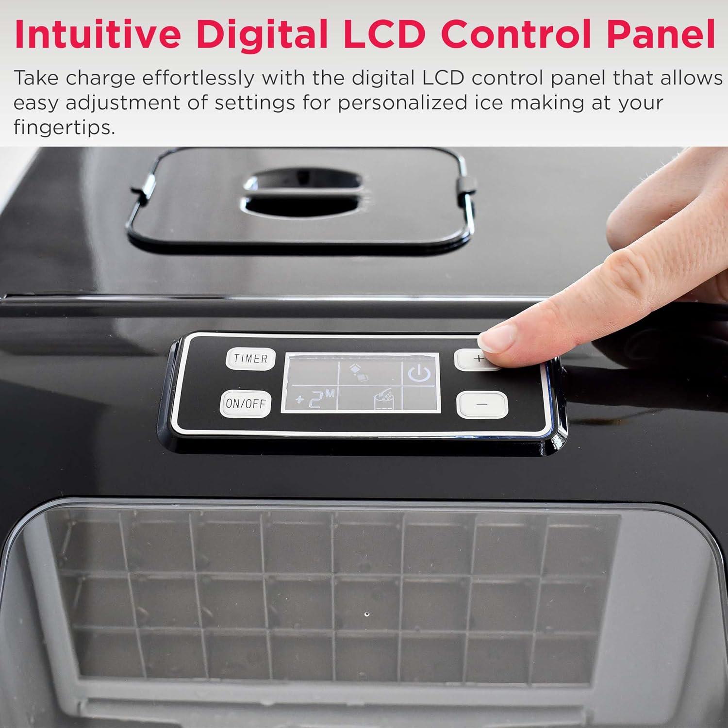 imageFrigidaire Ice Maker EFIC452 Countertop Stainless Steel Ice Maker with Transparent Window Clear Ice Cube Maker with 40 lbs Capacity Ice Maker Machine 148quot D x 11quot W x 141quot H Blackred stainless