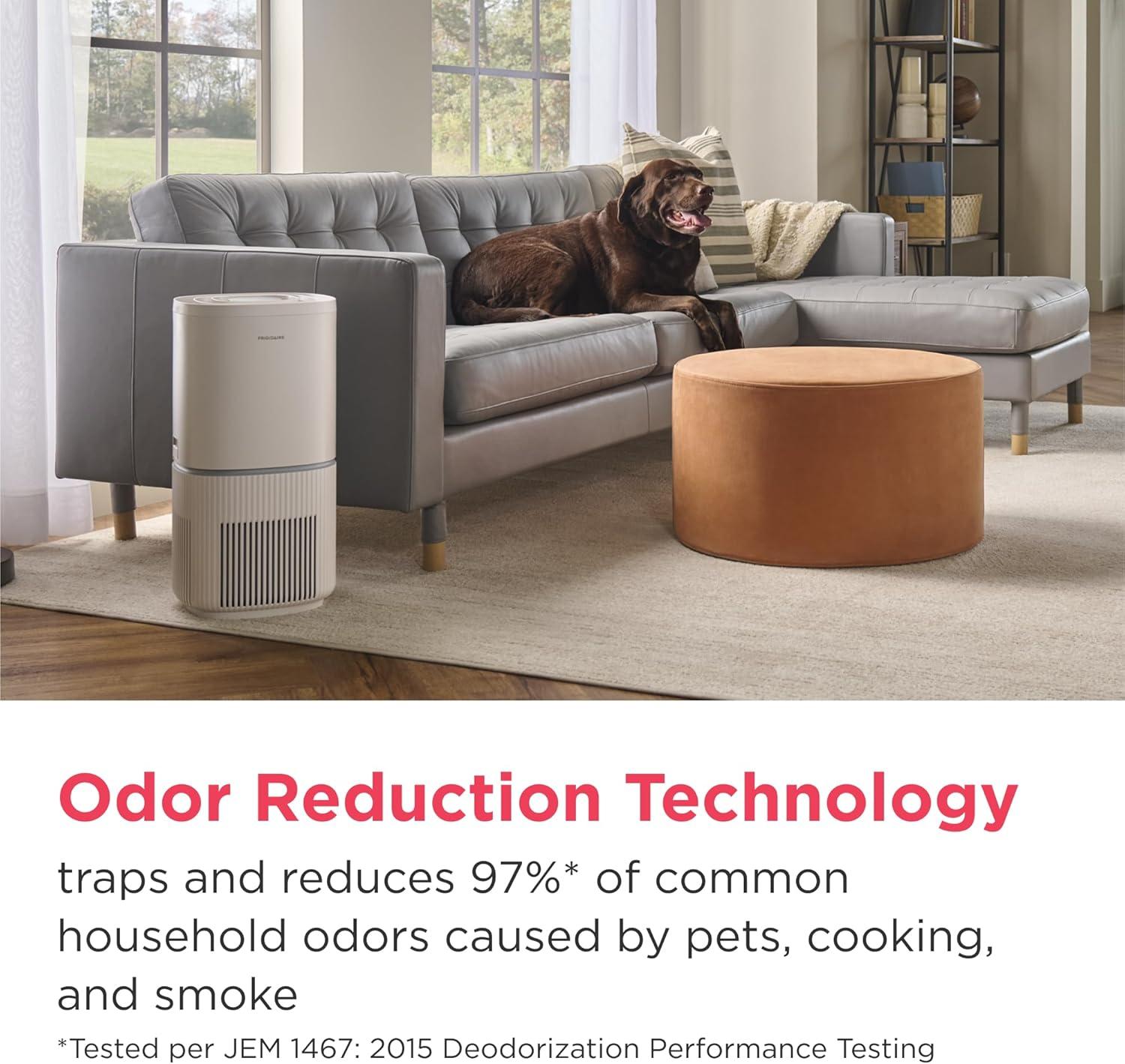 imageFrigidaire PureA300 HEPA Air Purifier for Small Bedrooms Covers up to 850 Sq Ft 3Stage Filtration Energy Star Certification Air Quality Monitoring Smart Mode Ultra Quiet White1685 Square Feet Wifi