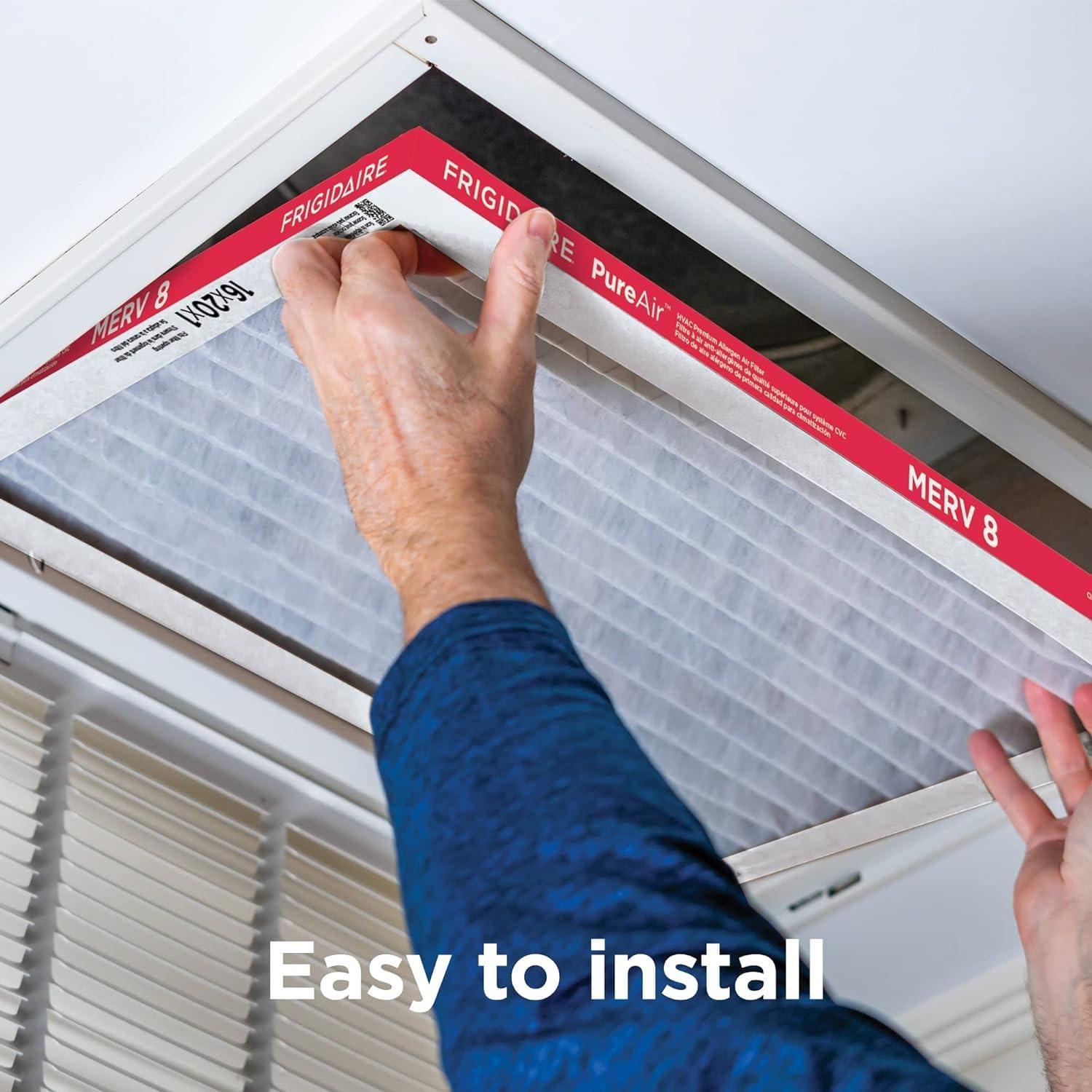 imageFrigidaire PureAir 20x25x1 MERV 8 Allergen Electrostatic Pleated Air Conditioner HVAC AC Furnace Filters 6 Pack exact dimensions 1981 X 2481 X 08114 x 20 x 1