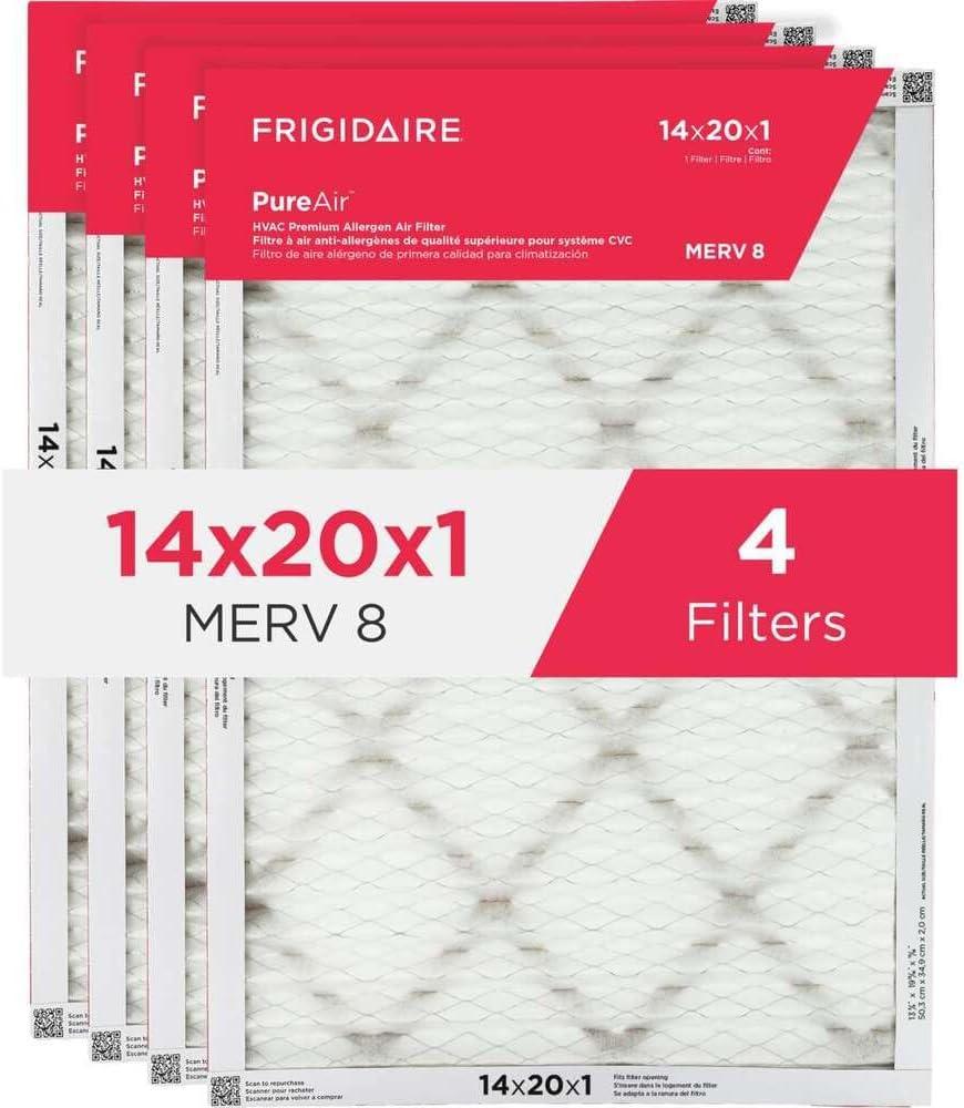 imageFrigidaire PureAir 20x25x1 MERV 8 Allergen Electrostatic Pleated Air Conditioner HVAC AC Furnace Filters 6 Pack exact dimensions 1981 X 2481 X 08114 x 20 x 1