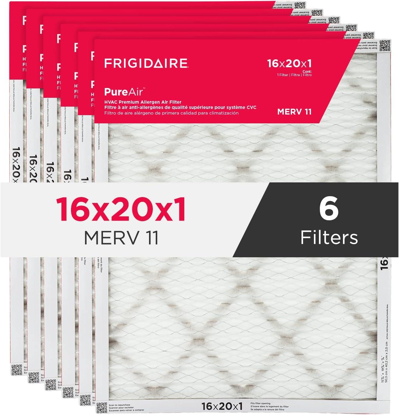 imageFrigidaire PureAir 20x25x1 MERV 8 Allergen Electrostatic Pleated Air Conditioner HVAC AC Furnace Filters 6 Pack exact dimensions 1981 X 2481 X 08116 x 20 x 1