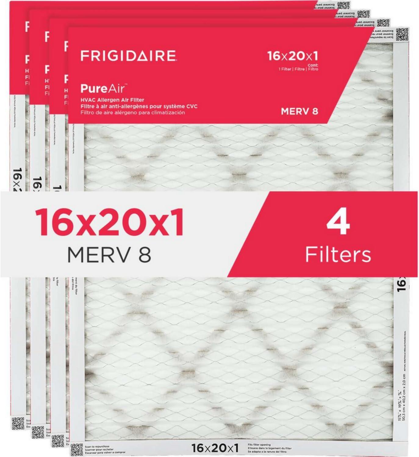 imageFrigidaire PureAir 20x25x1 MERV 8 Allergen Electrostatic Pleated Air Conditioner HVAC AC Furnace Filters 6 Pack exact dimensions 1981 X 2481 X 08116 x 20 x 1