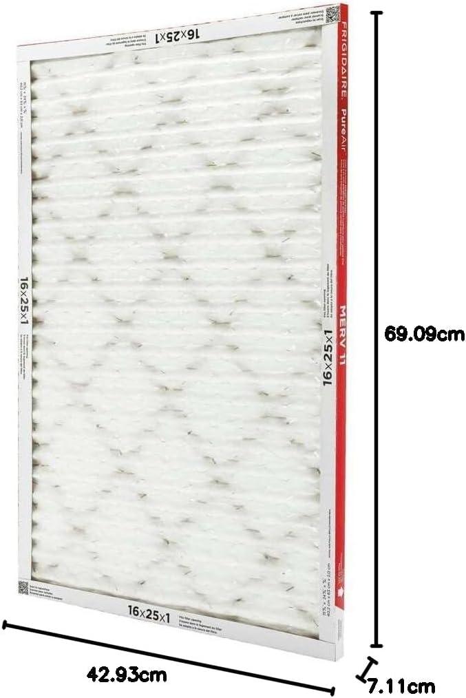 imageFrigidaire PureAir 20x25x1 MERV 8 Allergen Electrostatic Pleated Air Conditioner HVAC AC Furnace Filters 6 Pack exact dimensions 1981 X 2481 X 08116 x 25 x 1