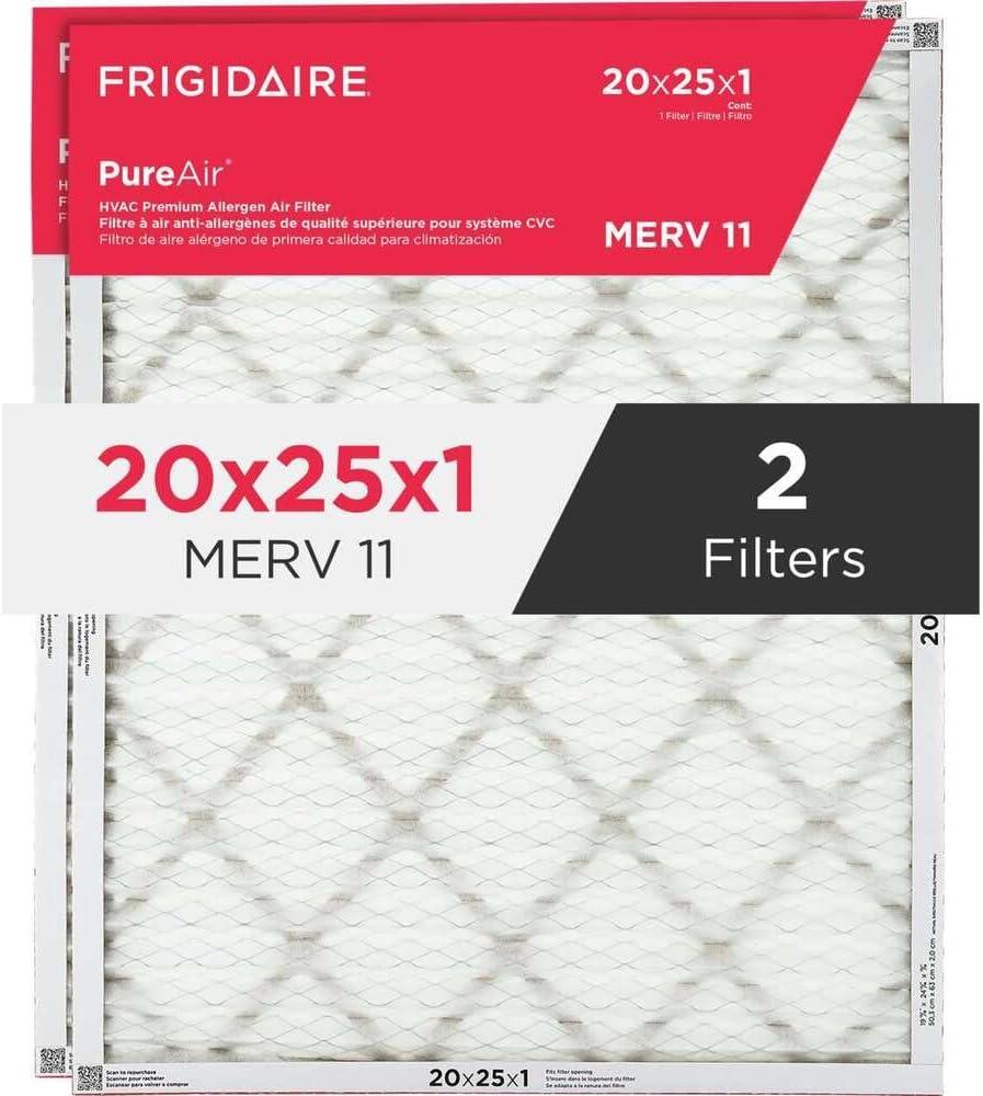 imageFrigidaire PureAir 20x25x1 MERV 8 Allergen Electrostatic Pleated Air Conditioner HVAC AC Furnace Filters 6 Pack exact dimensions 1981 X 2481 X 08120 x 25 x 1