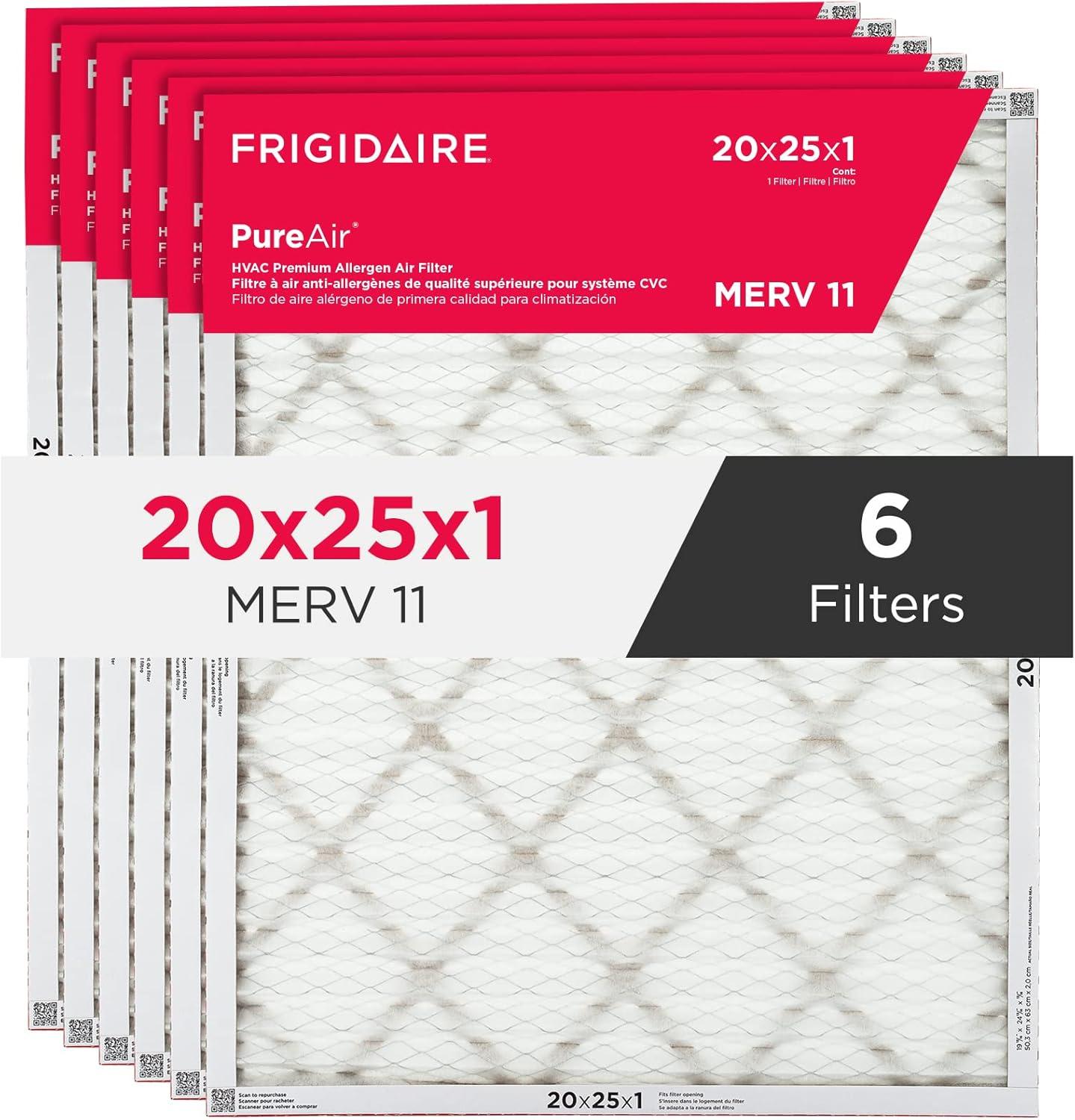 imageFrigidaire PureAir 20x25x1 MERV 8 Allergen Electrostatic Pleated Air Conditioner HVAC AC Furnace Filters 6 Pack exact dimensions 1981 X 2481 X 08120 x 25 x 1
