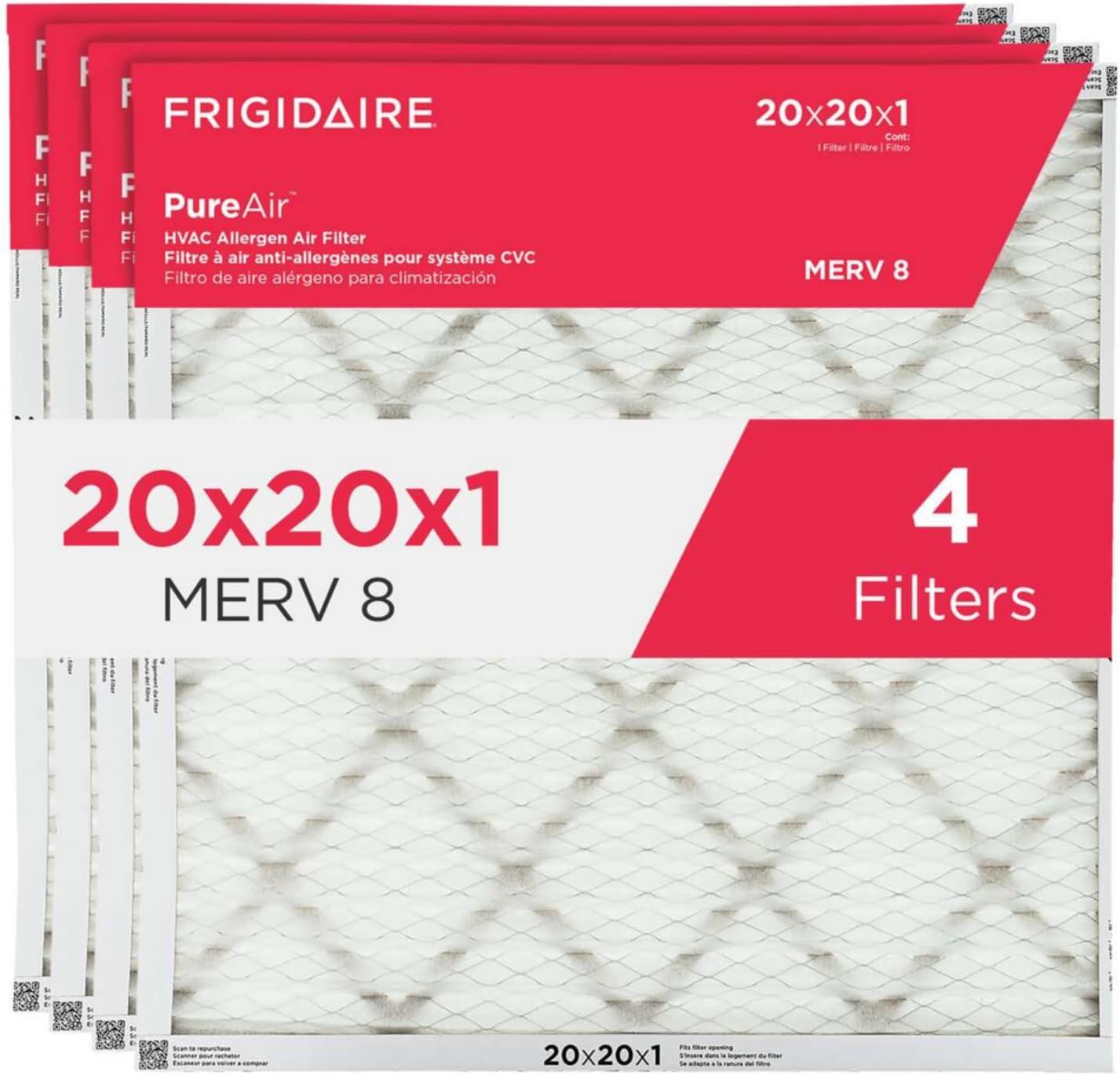 imageFrigidaire PureAir 20x25x1 MERV 8 Allergen Electrostatic Pleated Air Conditioner HVAC AC Furnace Filters 6 Pack exact dimensions 1981 X 2481 X 08120 x 20 x 1