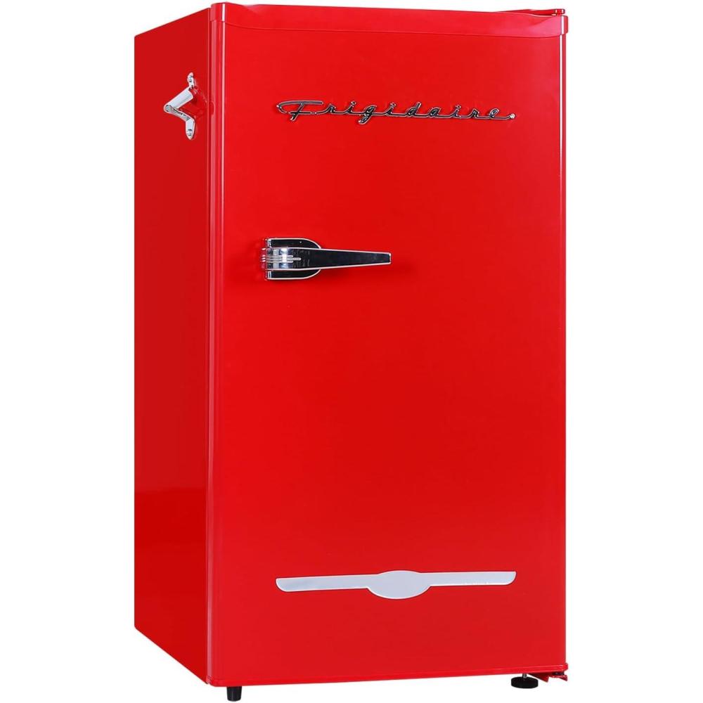 imageFRIGIDAIRE EFR376BLACK 31 Cu Ft Black Retro Bar Fridge with Side Bottle OpenerRED