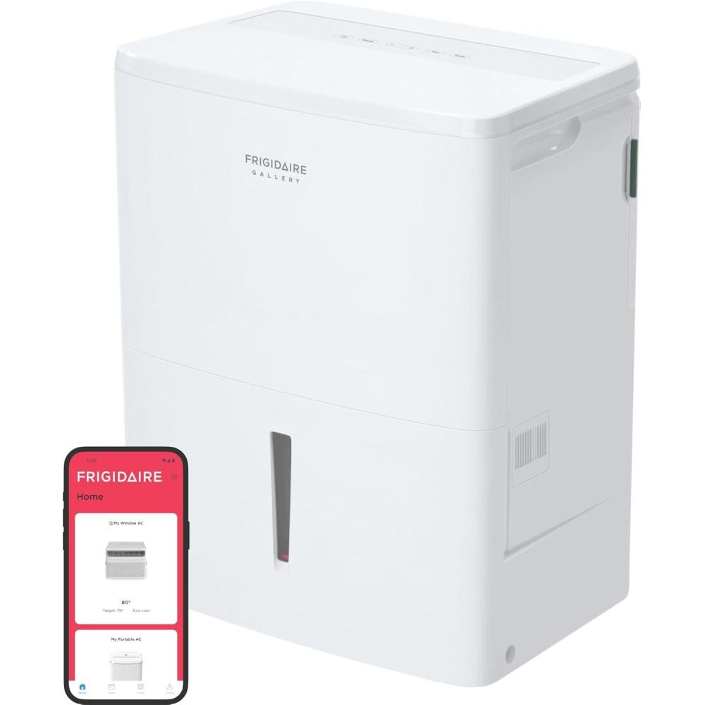 imageFrigidaire 35Pint Portable Dehumidifier with WiFi and Energy Star Certification for SmallMediumLarge Rooms ampamp Basements Custom Humidity Control Auto Shut Off White35 Pint Gallery